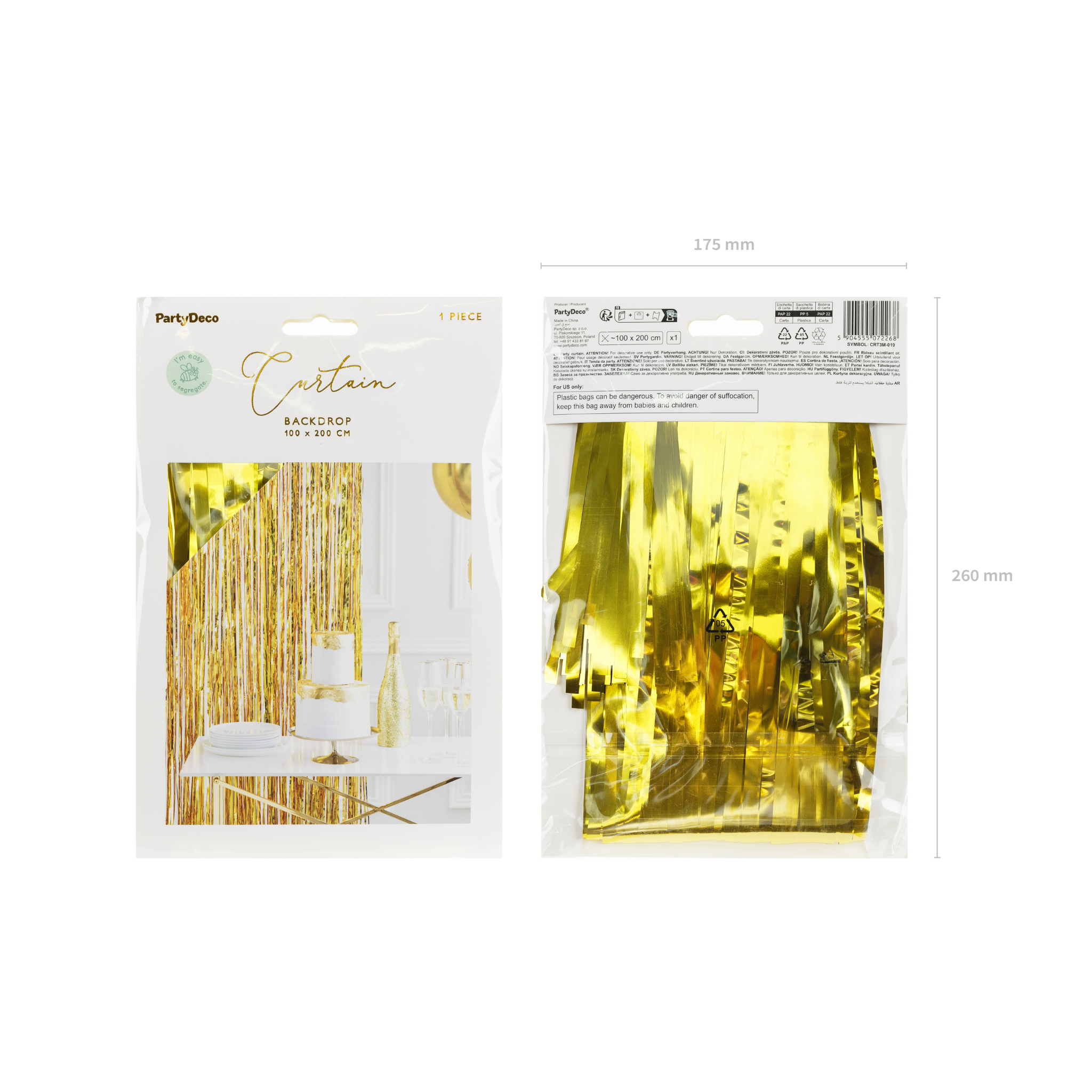 Partyvorhang Gold Glanz -hey-Party.de- Vorhänge -#Variante_100 x 200