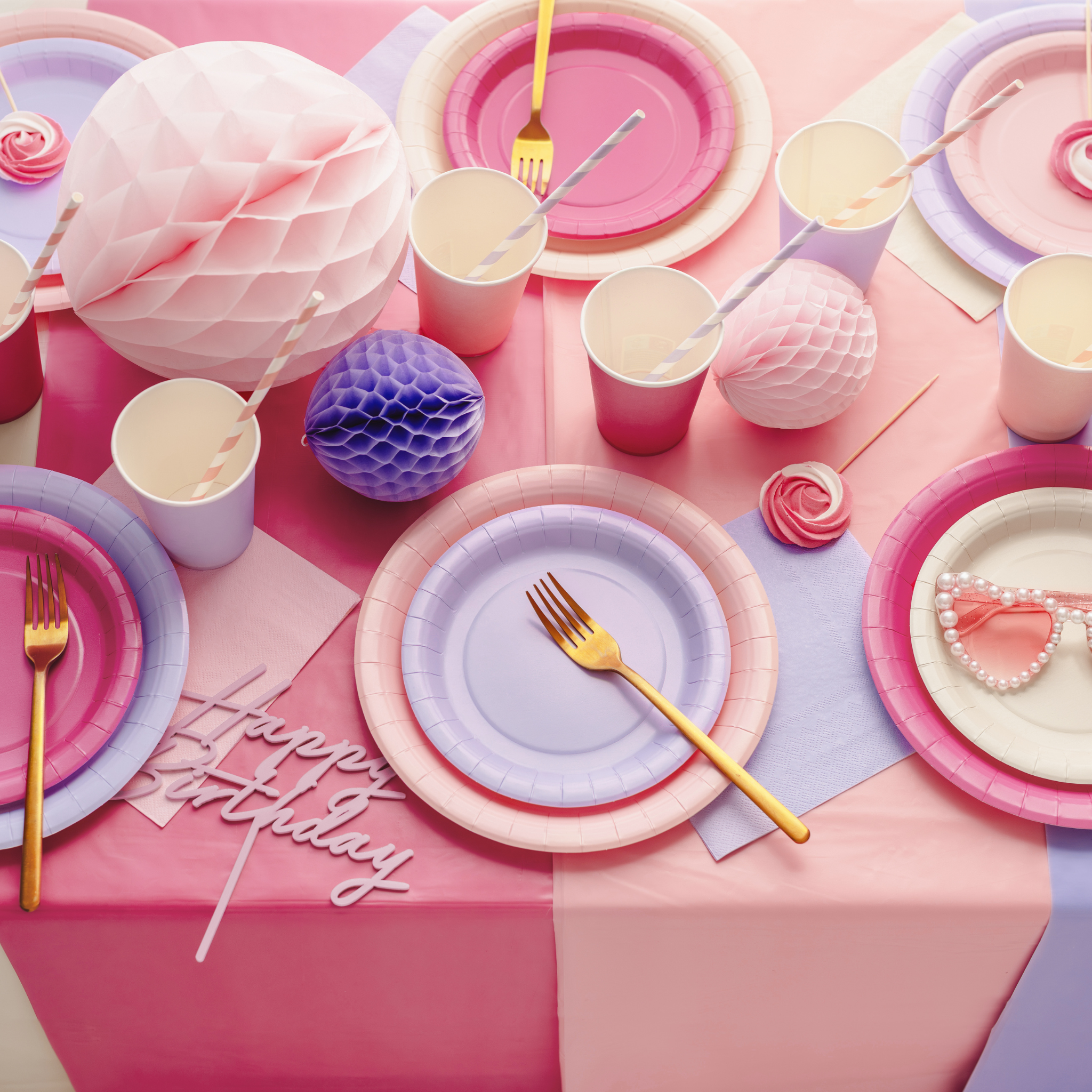 Plastik-Tischdecke Dunkelrosa -hey-Party.de- Tischdecken -#Variante_