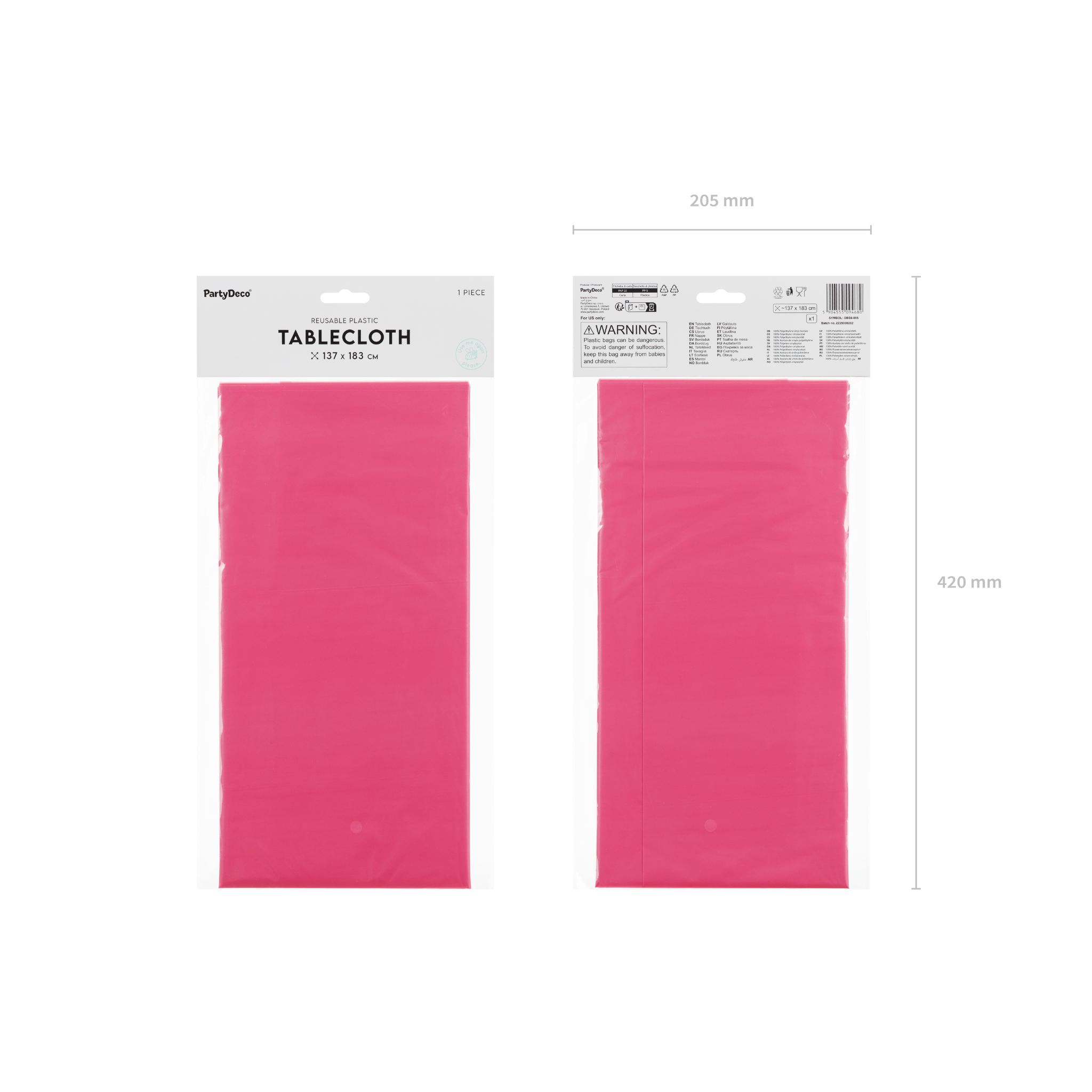 Plastik-Tischdecke Dunkelrosa -hey-Party.de- Tischdecken -#Variante_