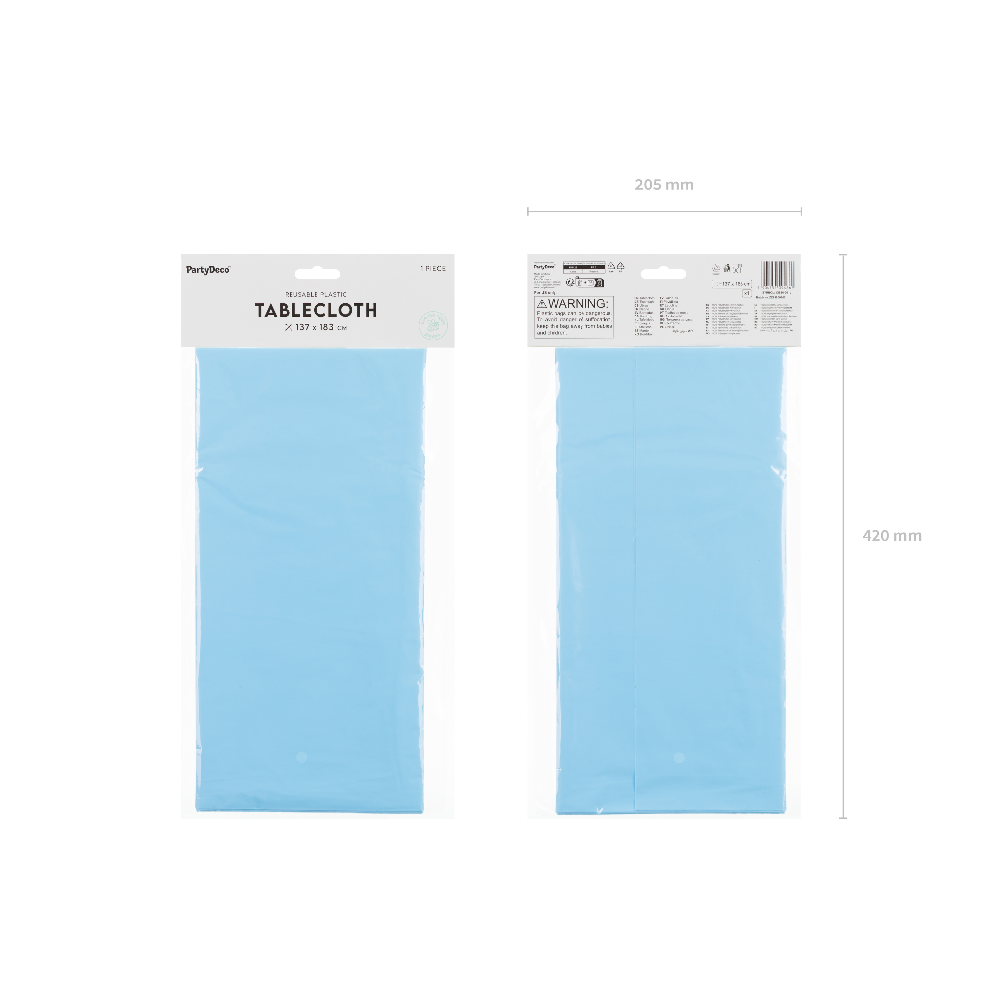 Plastik-Tischdecke Hellblau -hey-Party.de- Tischdecken -#Variante_