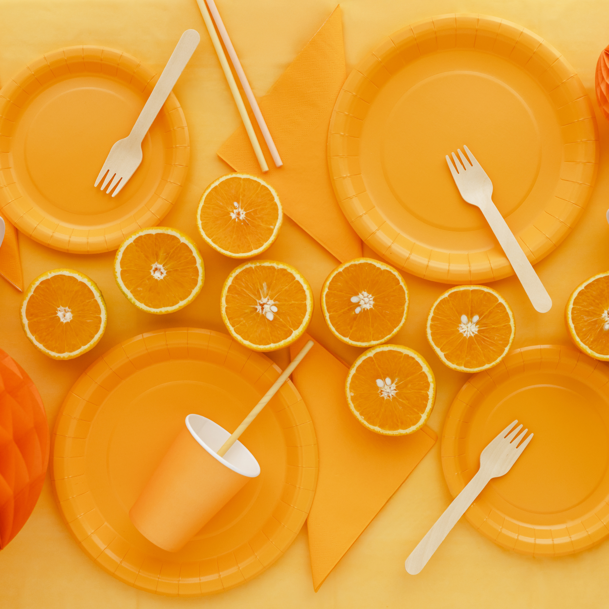 Plastik-Tischdecke Hellorange -hey-Party.de- Tischdecken -#Variante_