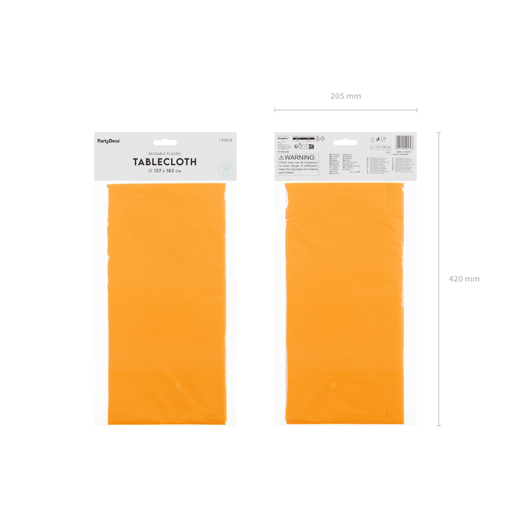 Plastik-Tischdecke Hellorange -hey-Party.de- Tischdecken -#Variante_