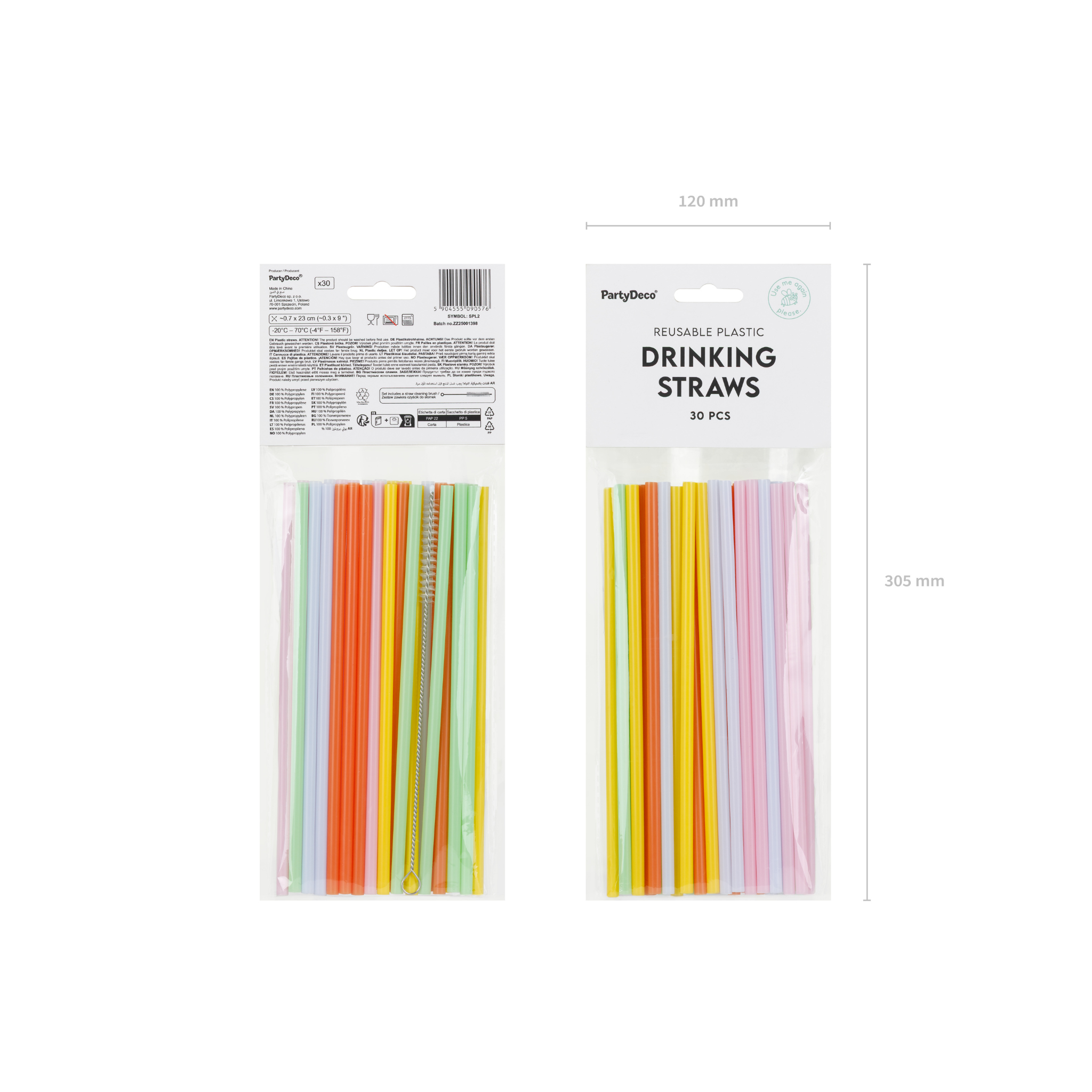 Plastikstrohhalme Bunt, ca. 20 cm
