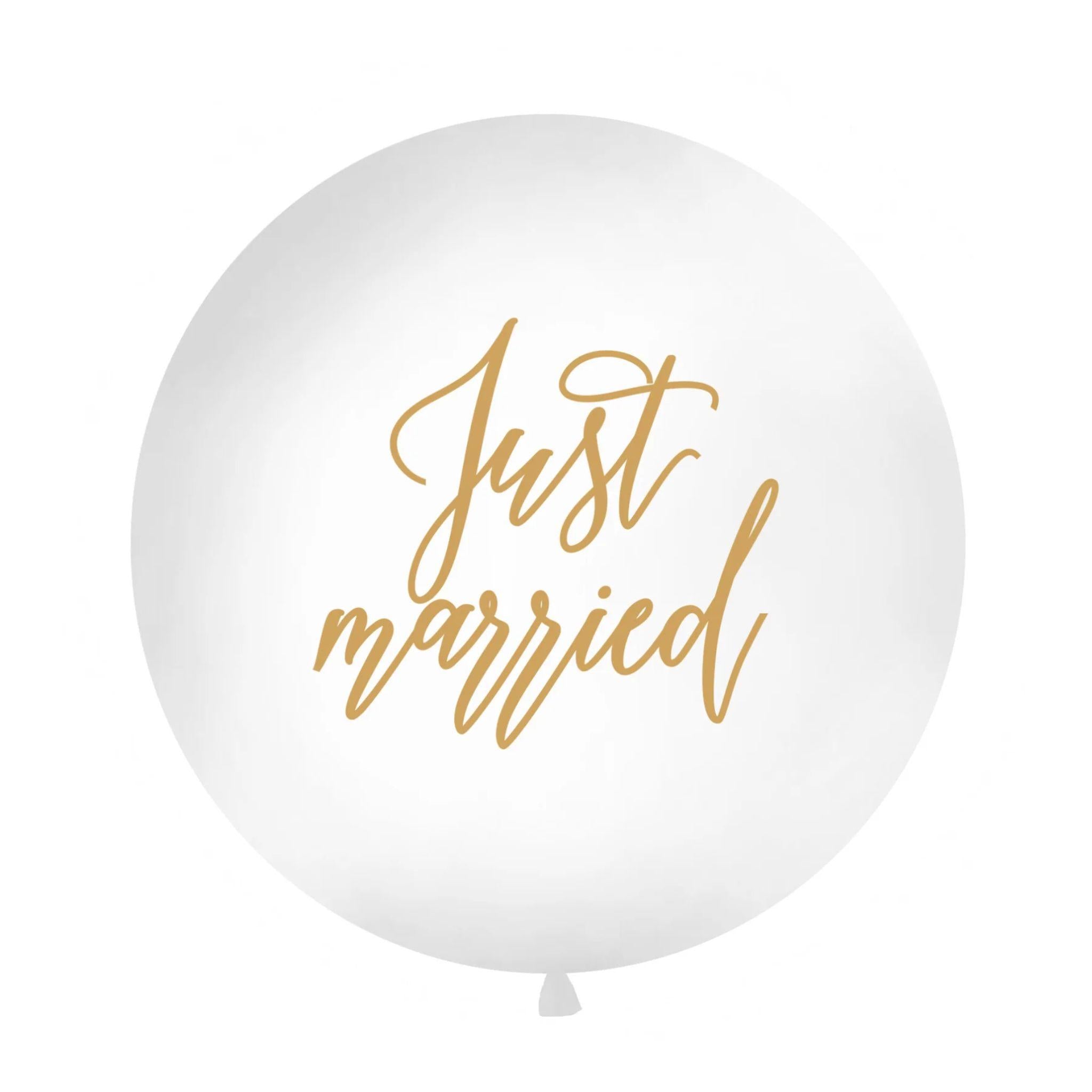 Riesenballon "Just Married" Weiß