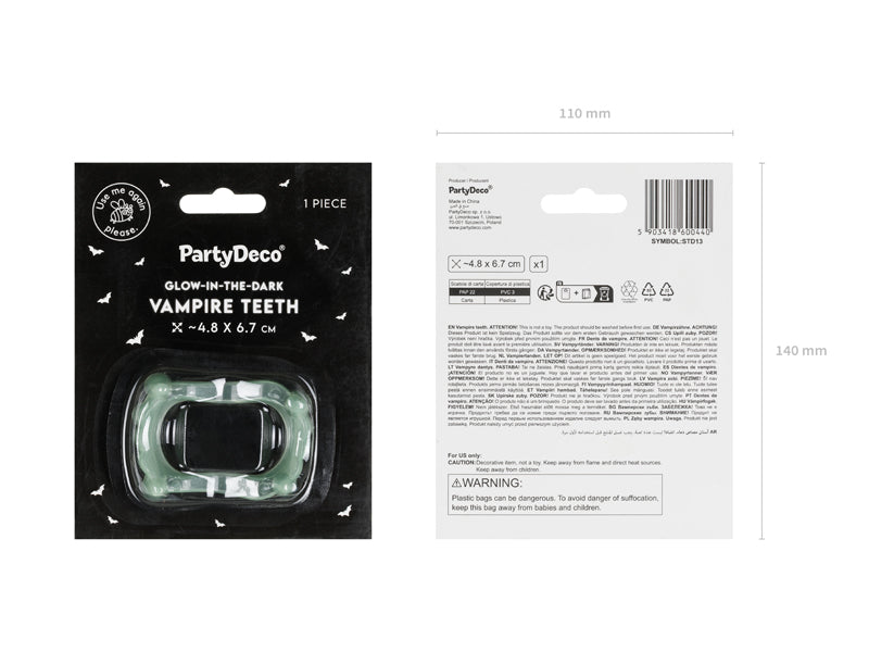 Vampirzähne Leuchtend, ca. 4,8 x 6,7 cm