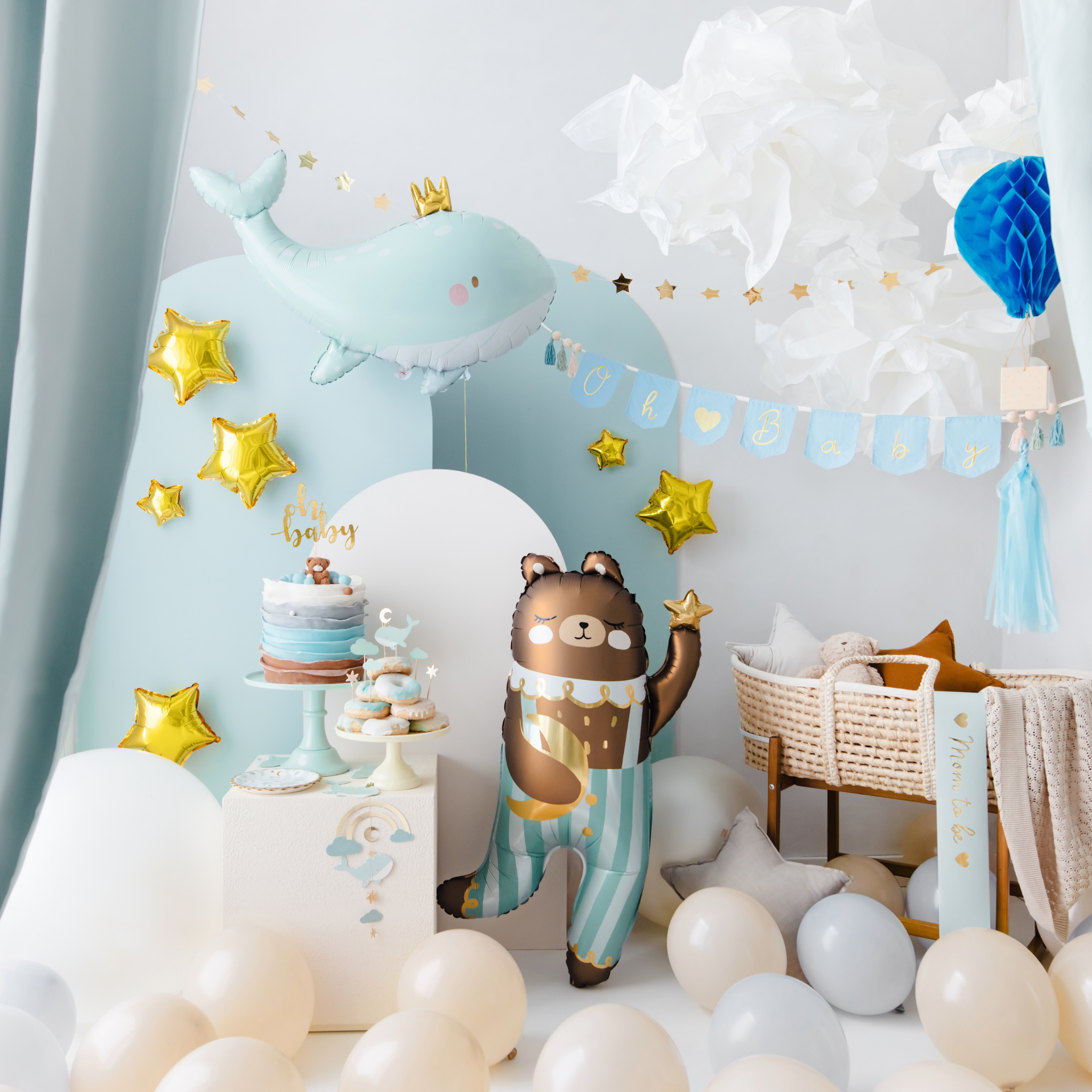 Schärpe "Mom to be" Hellblau -hey-Party.de- Schärpen -#Variante_