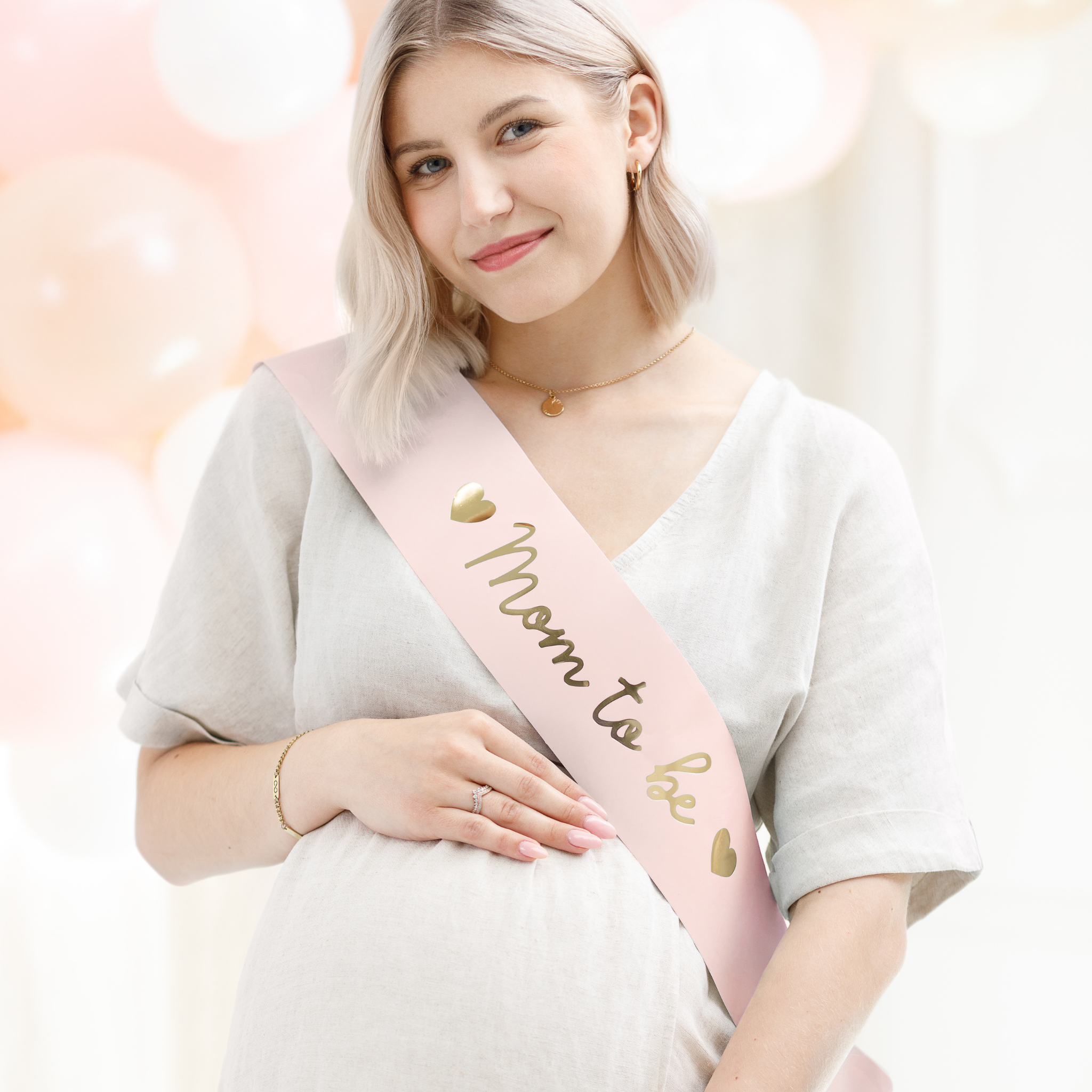 Schärpe "Mom to be" Rosa -hey-Party.de- Schärpen -#Variante_