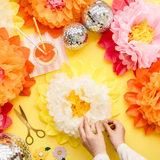 Seidenpapier Blumen Pink-Orange-Gelb -hey-Party.de- Pompons -#Variante_