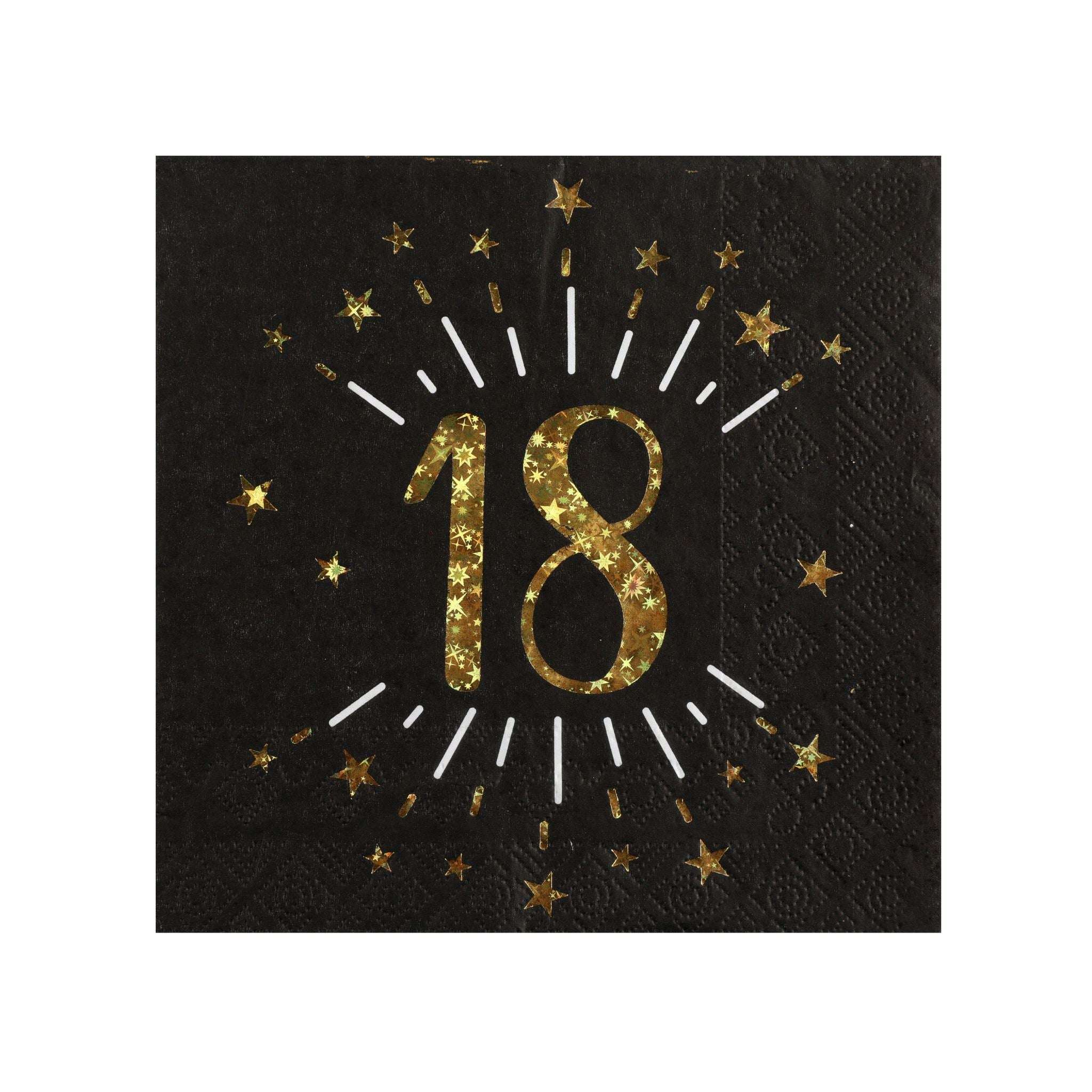 Servietten „18“ Schwarz & Gold -hey-Party.de- Servietten -#Variante_