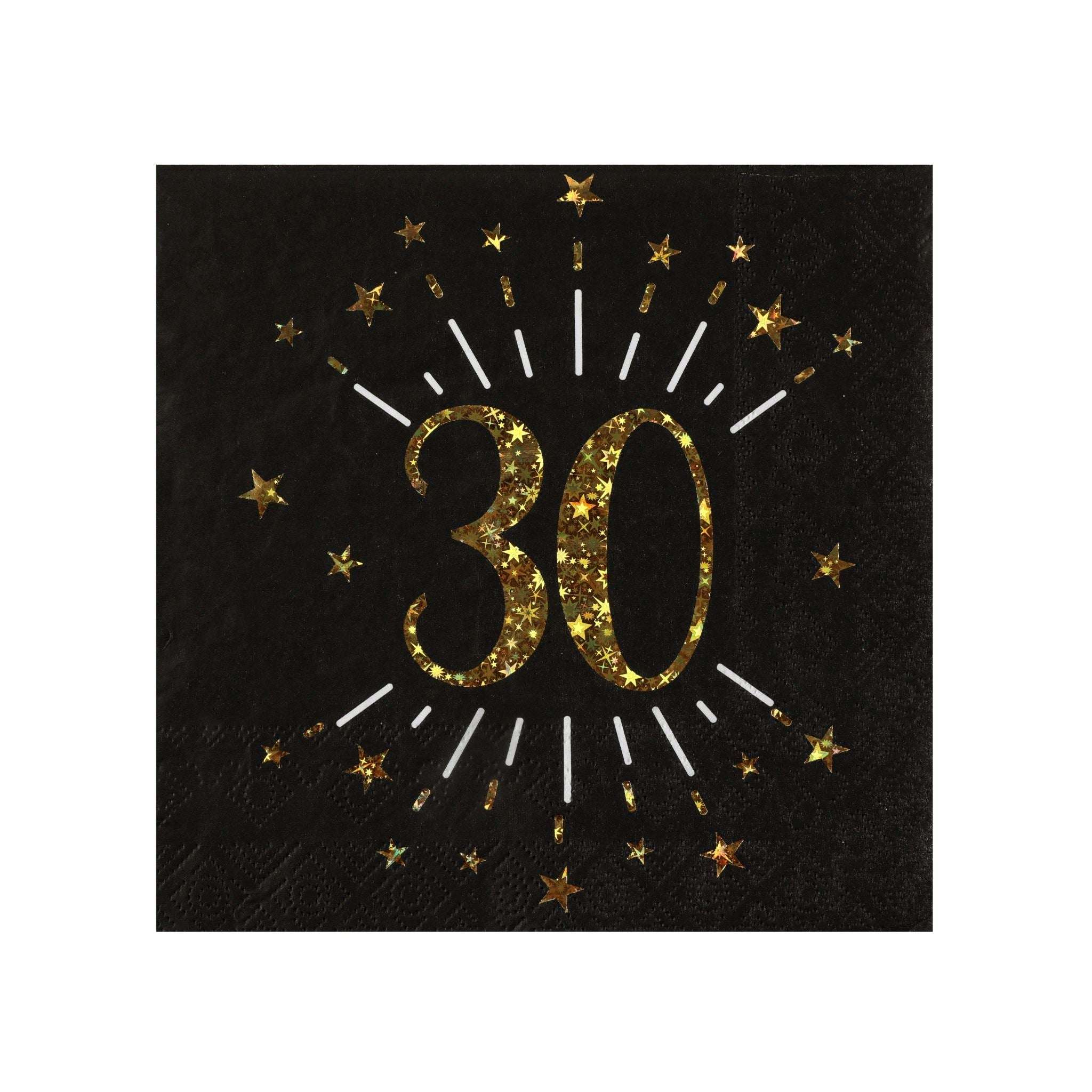 Servietten „30“ Schwarz & Gold -hey-Party.de- Servietten -#Variante_