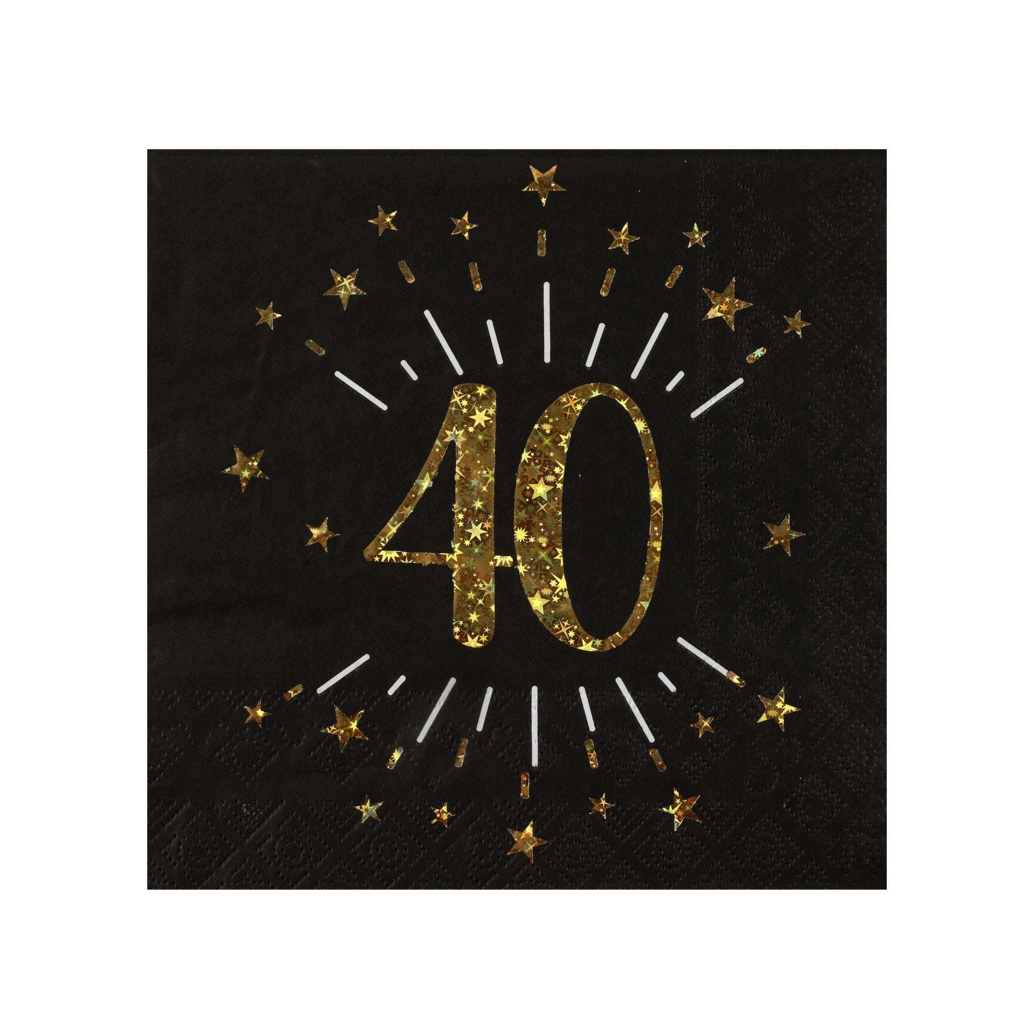 Servietten „40“ Schwarz & Gold -hey-Party.de- Servietten -#Variante_