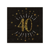 Servietten „40“ Schwarz & Gold -hey-Party.de- Servietten -#Variante_