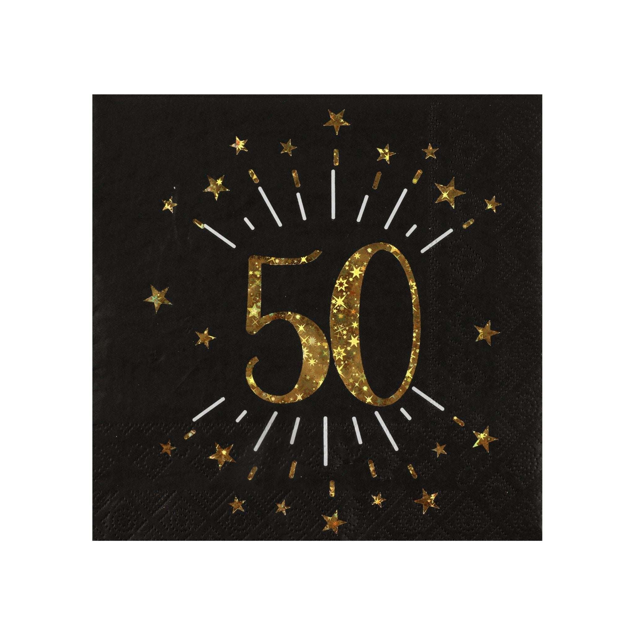 Servietten „50“ Schwarz & Gold -hey-Party.de- Servietten -#Variante_