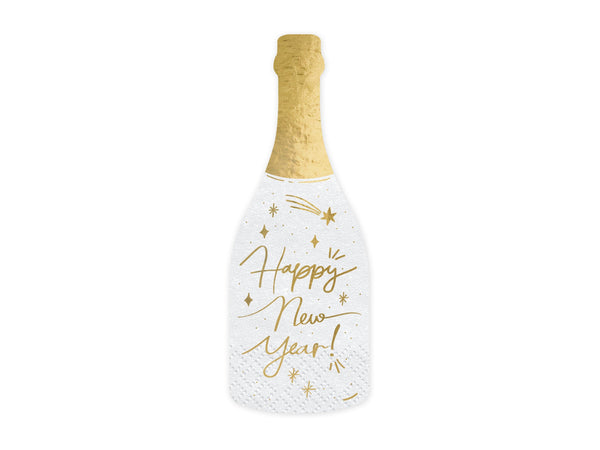 Servietten Champagnerflasche "Happy New Year" Hey Party