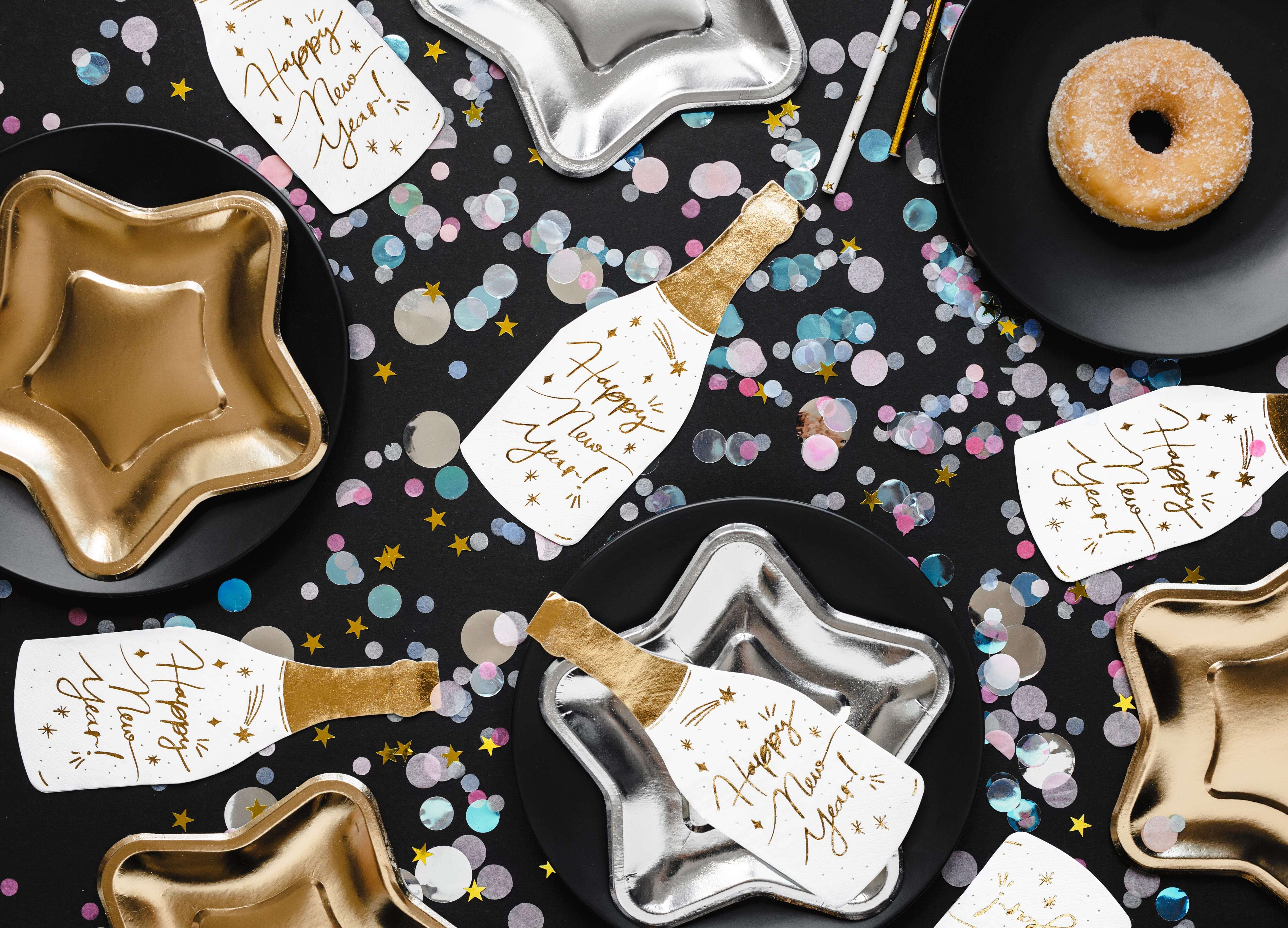 Servietten Champagnerflasche "Happy New Year" -hey-Party.de- Servietten -#Variante_