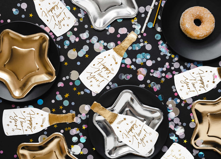 Servietten Champagner "Happy New Year" weiß/gold Servietten Hey Party