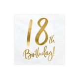 Servietten "18th Birthday" Weiß & Gold -hey-Party.de- Servietten -#Variante_