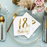 Servietten "18th Birthday" Weiß & Gold -hey-Party.de- Servietten -#Variante_