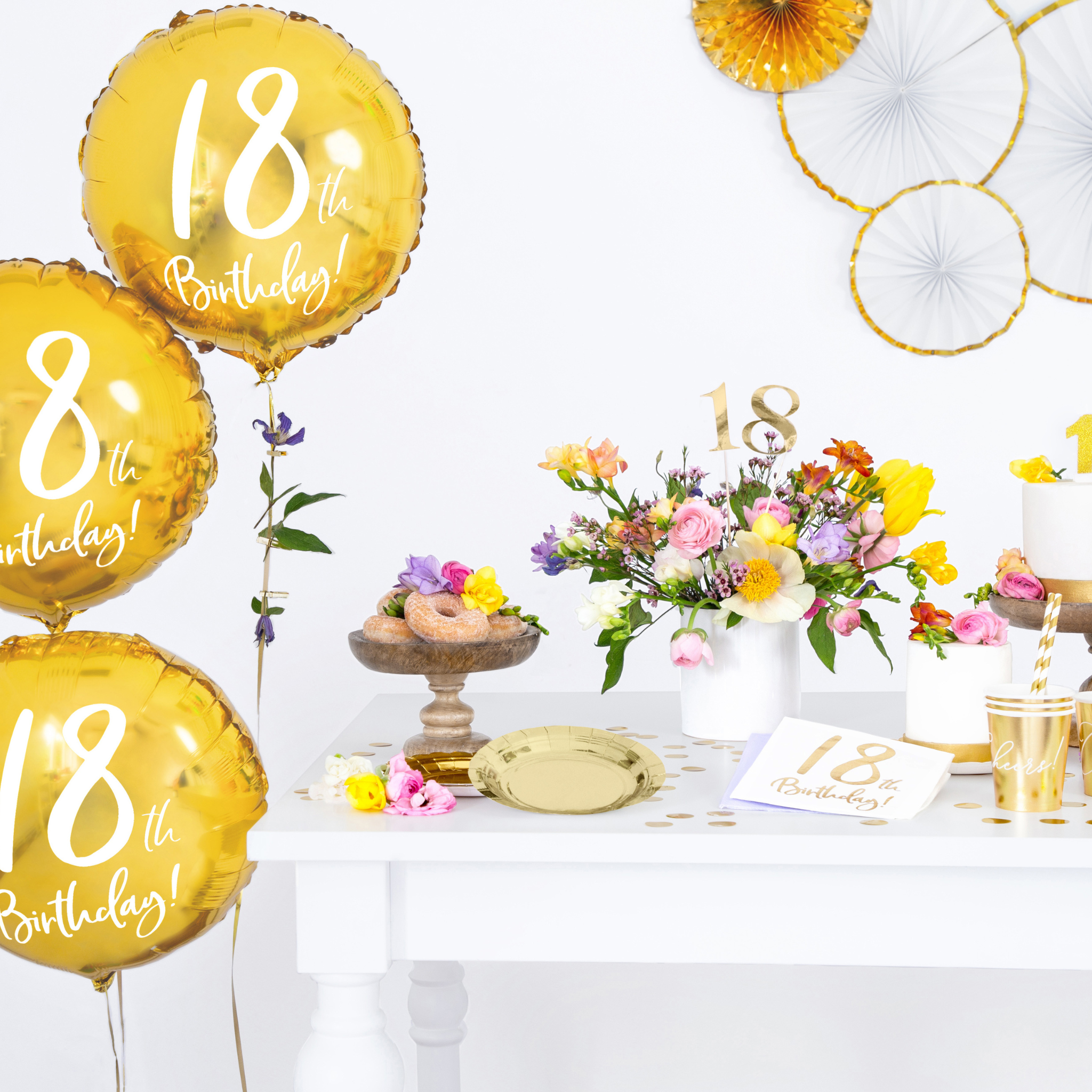Servietten "18th Birthday" Weiß & Gold -hey-Party.de- Servietten -#Variante_