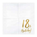 Servietten "18th Birthday" Weiß & Gold -hey-Party.de- Servietten -#Variante_