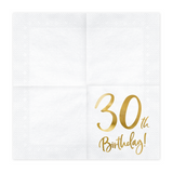Servietten "30th Birthday" Weiß & Gold -hey-Party.de- Servietten -#Variante_