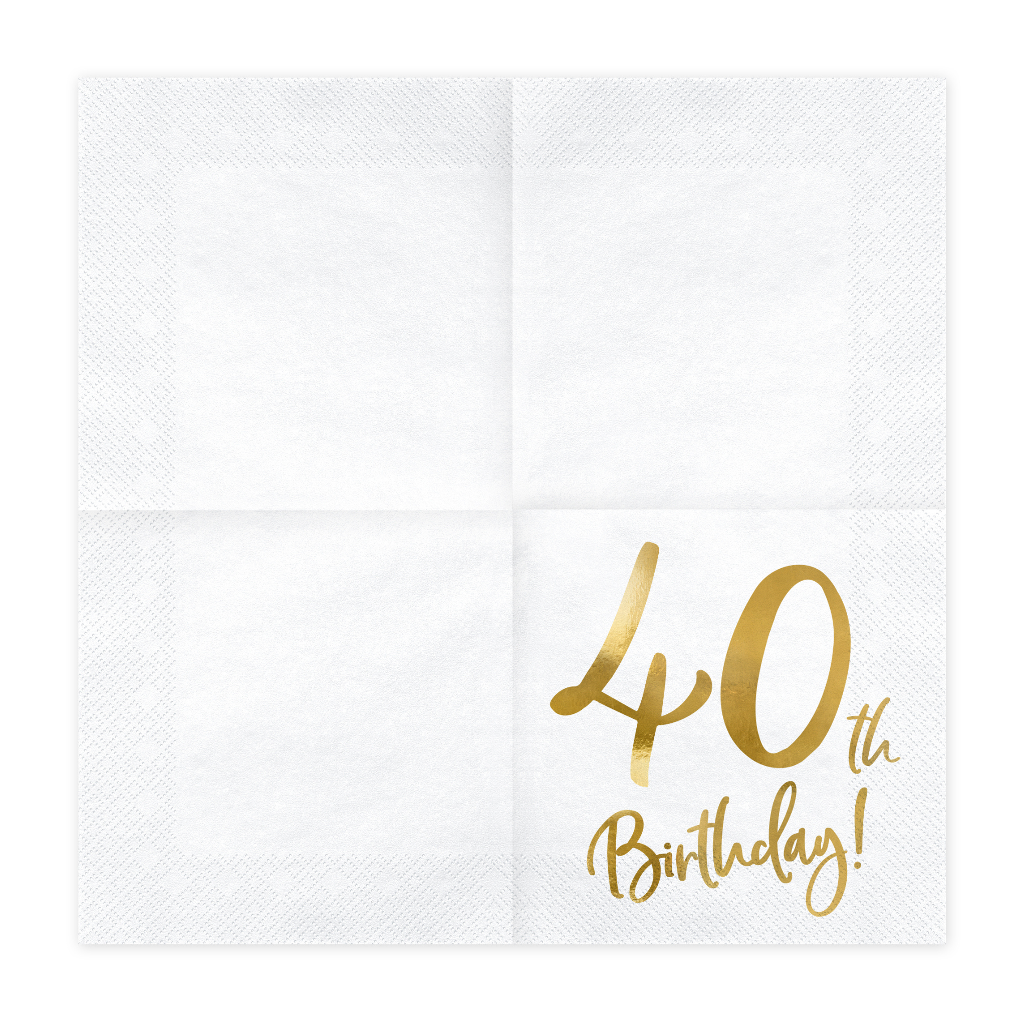 Servietten "40th Birthday" Weiß & Gold -hey-Party.de- Servietten -#Variante_