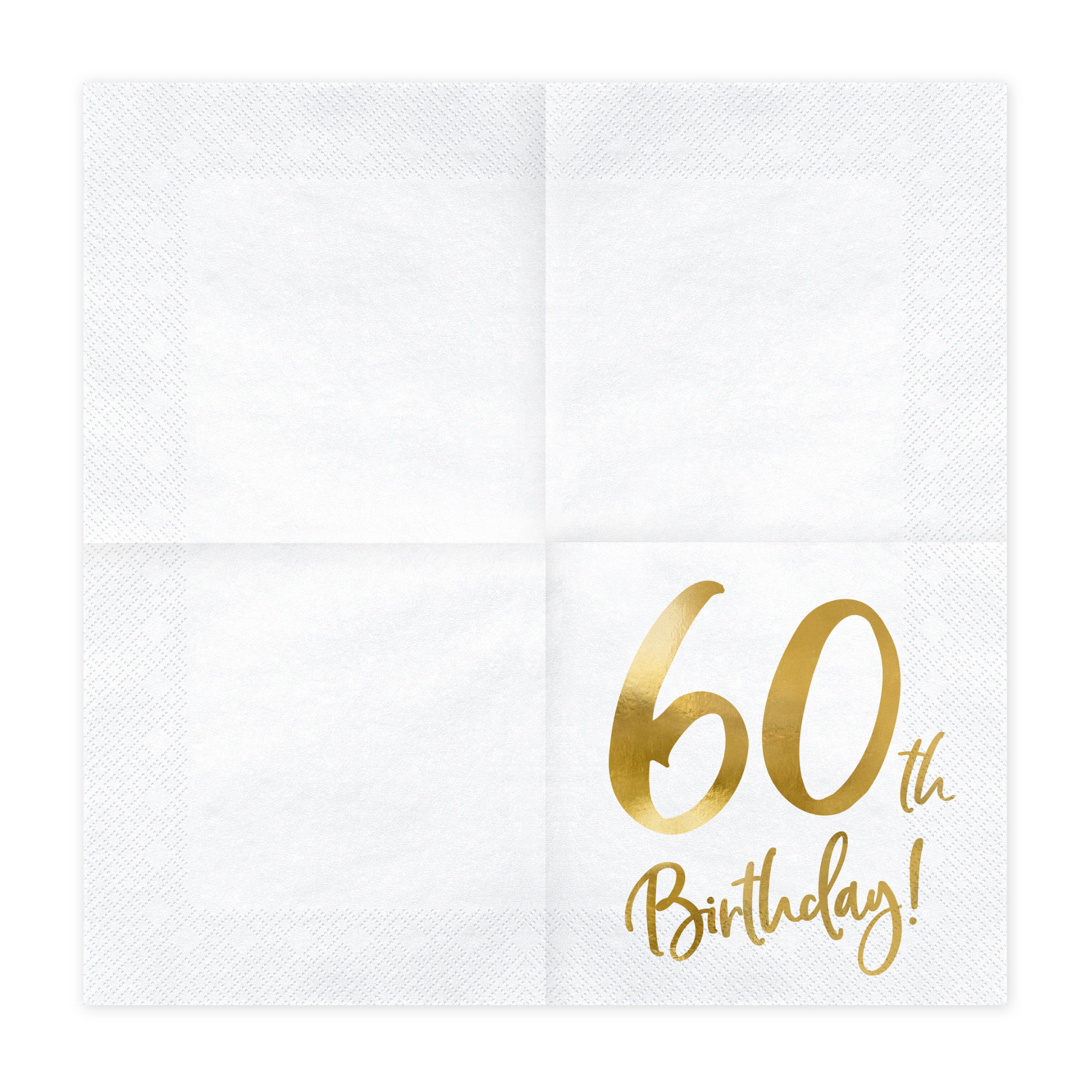 Servietten "60th Birthday" Weiß & Gold -hey-Party.de- Servietten -#Variante_