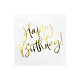 Servietten "Happy Birthday" Weiß & Gold -hey-Party.de- Servietten -#Variante_