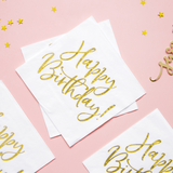 Servietten "Happy Birthday" Weiß & Gold -hey-Party.de- Servietten -#Variante_