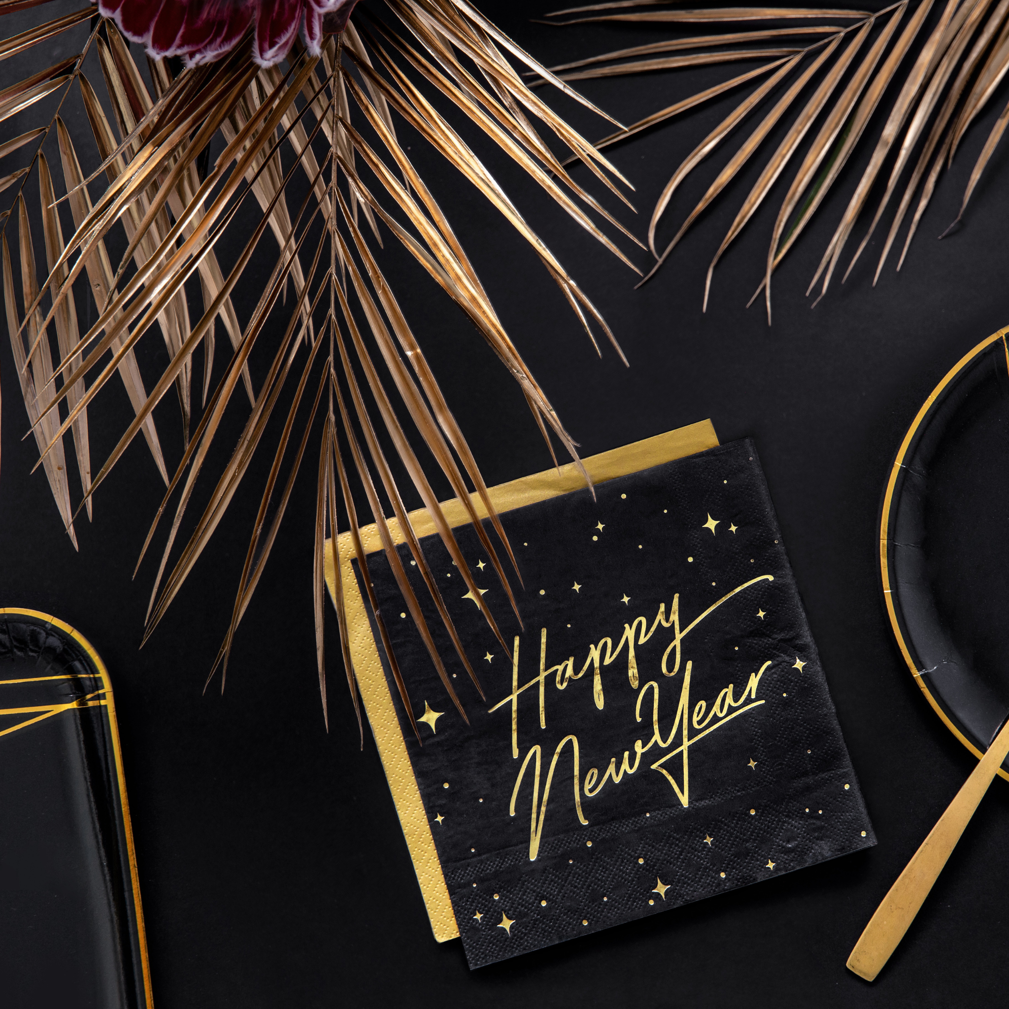 Servietten "Happy New Year" Schwarz -hey-Party.de- Servietten -#Variante_