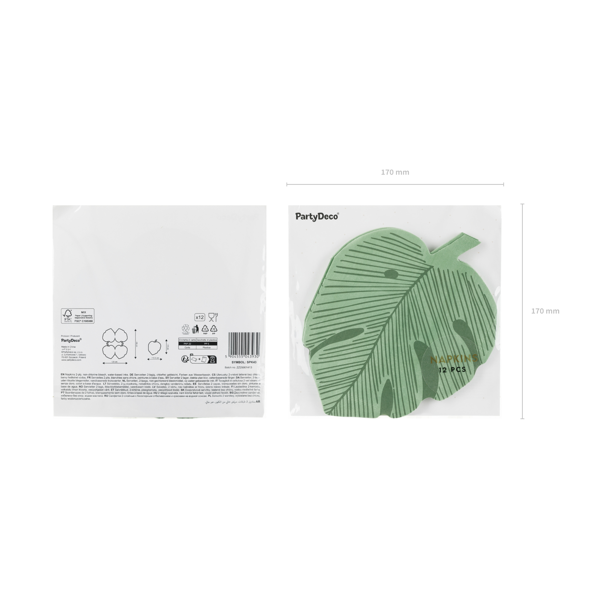 Servietten Monstera Blatt, Grün