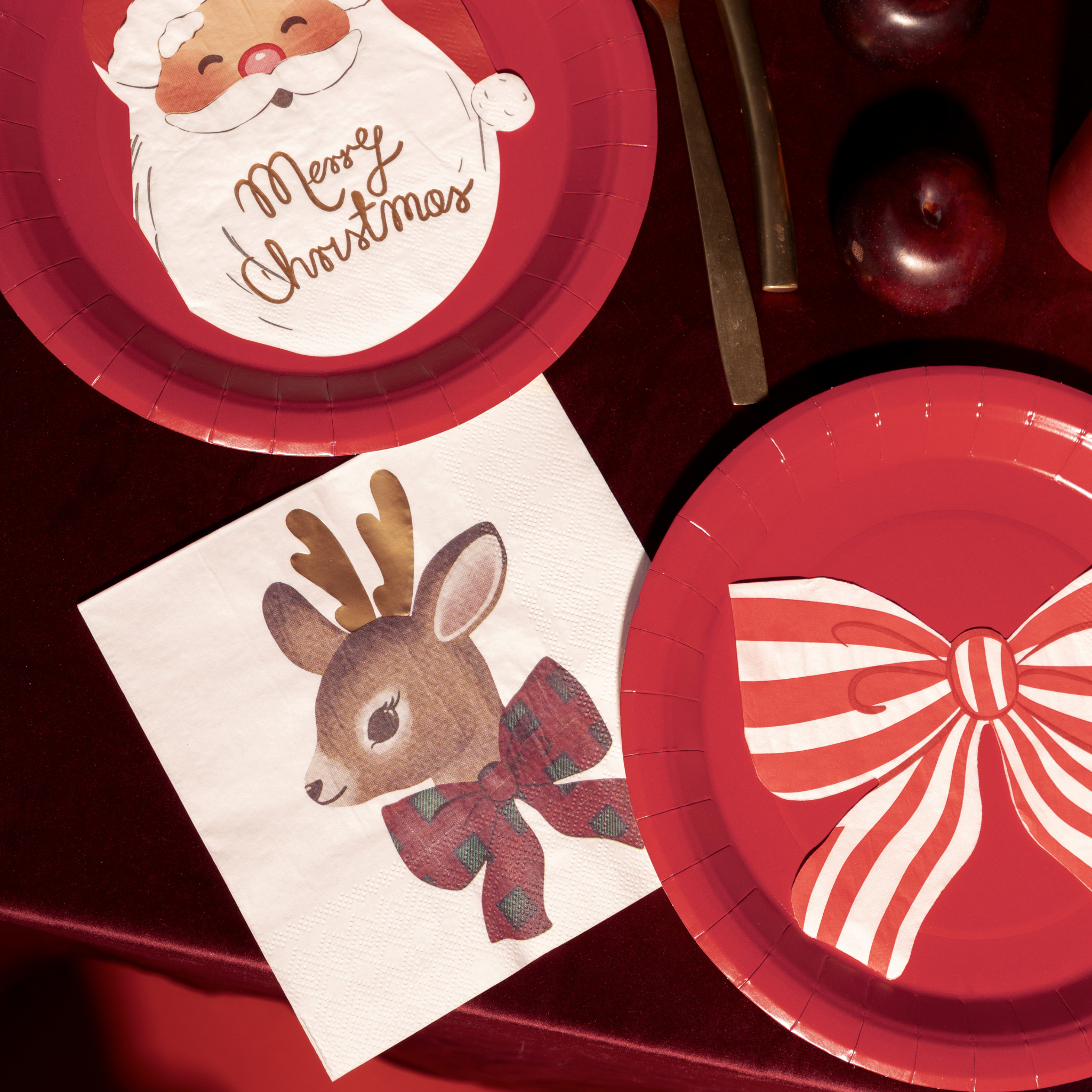 Servietten Rentier mit Schleife