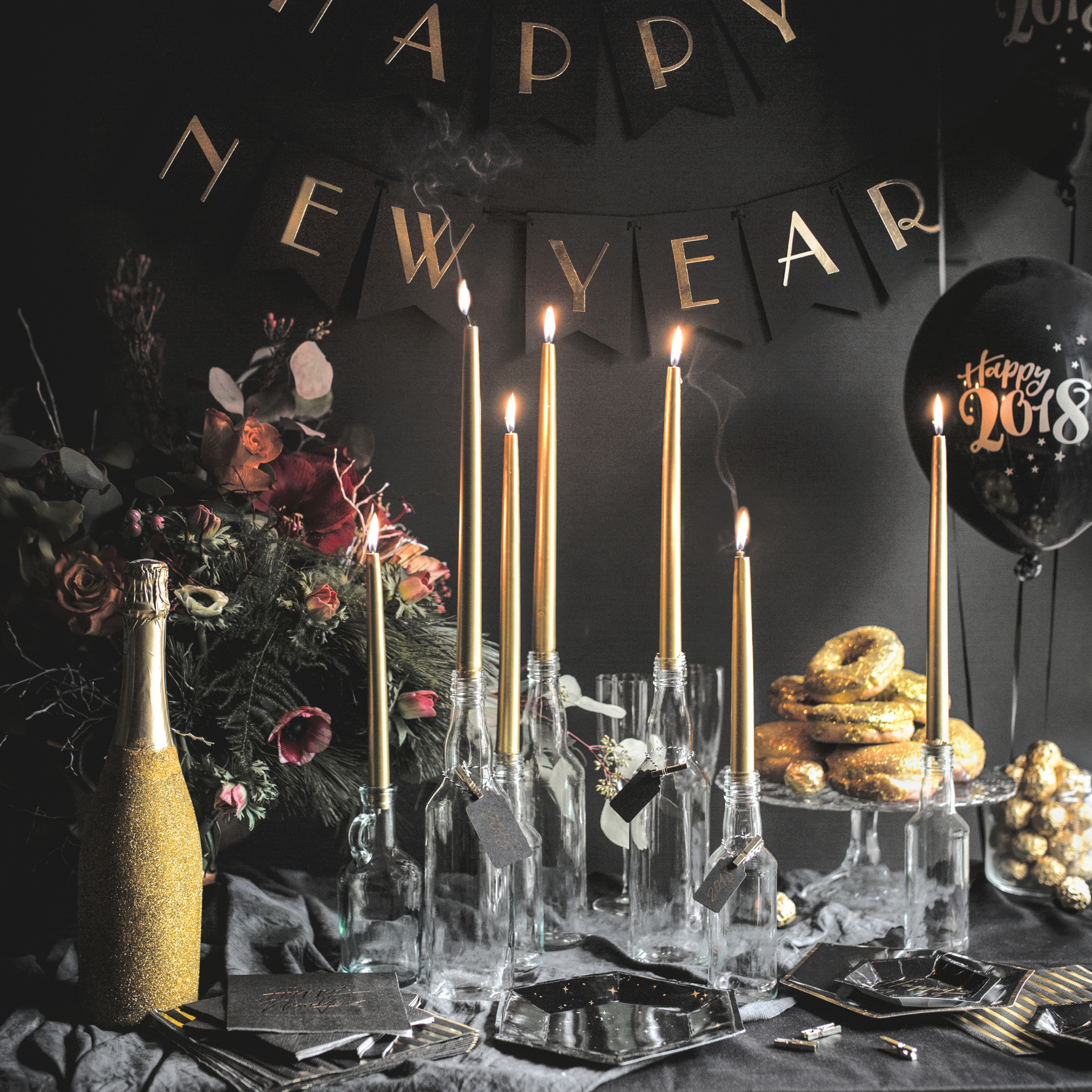 Stabkerzen Metallisiert Gold 29 cm