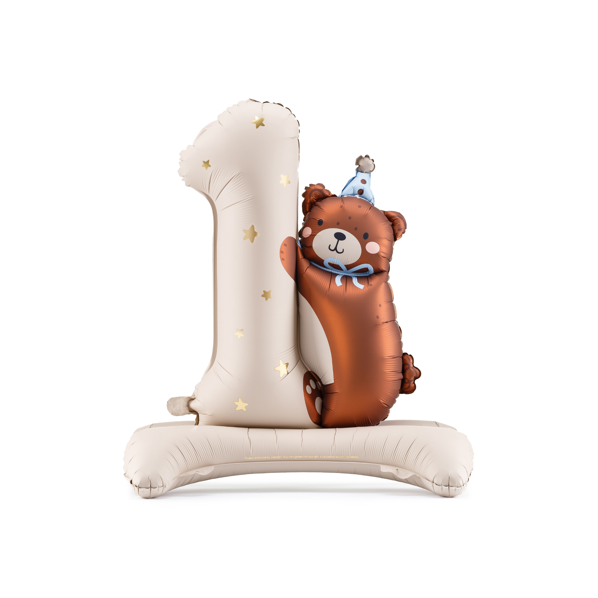 Stehender Folienballon Zahl "1" mit Teddybär -hey-Party.de- Folienballons -#Variante_