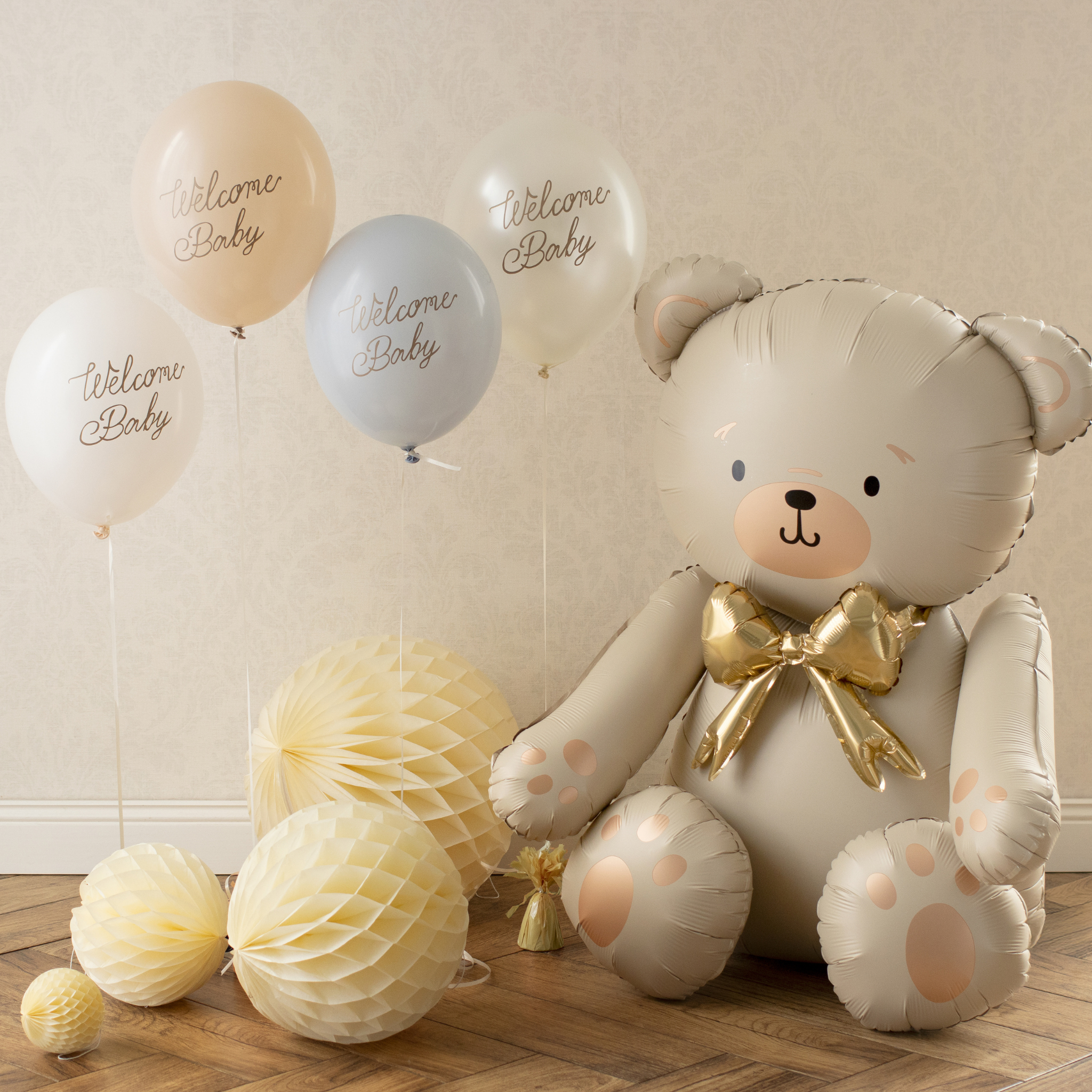Stehender Folienballon Teddybär Beige -hey-Party.de- Folienballons -#Variante_