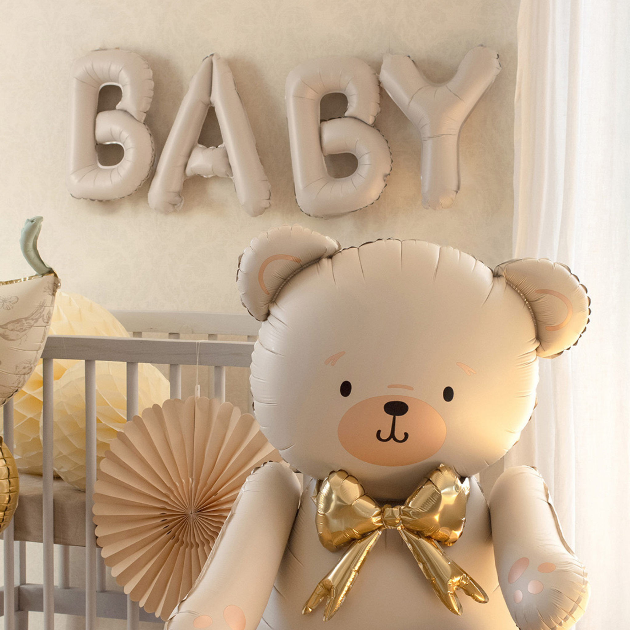 Stehender Folienballon Teddybär Beige -hey-Party.de- Folienballons -#Variante_