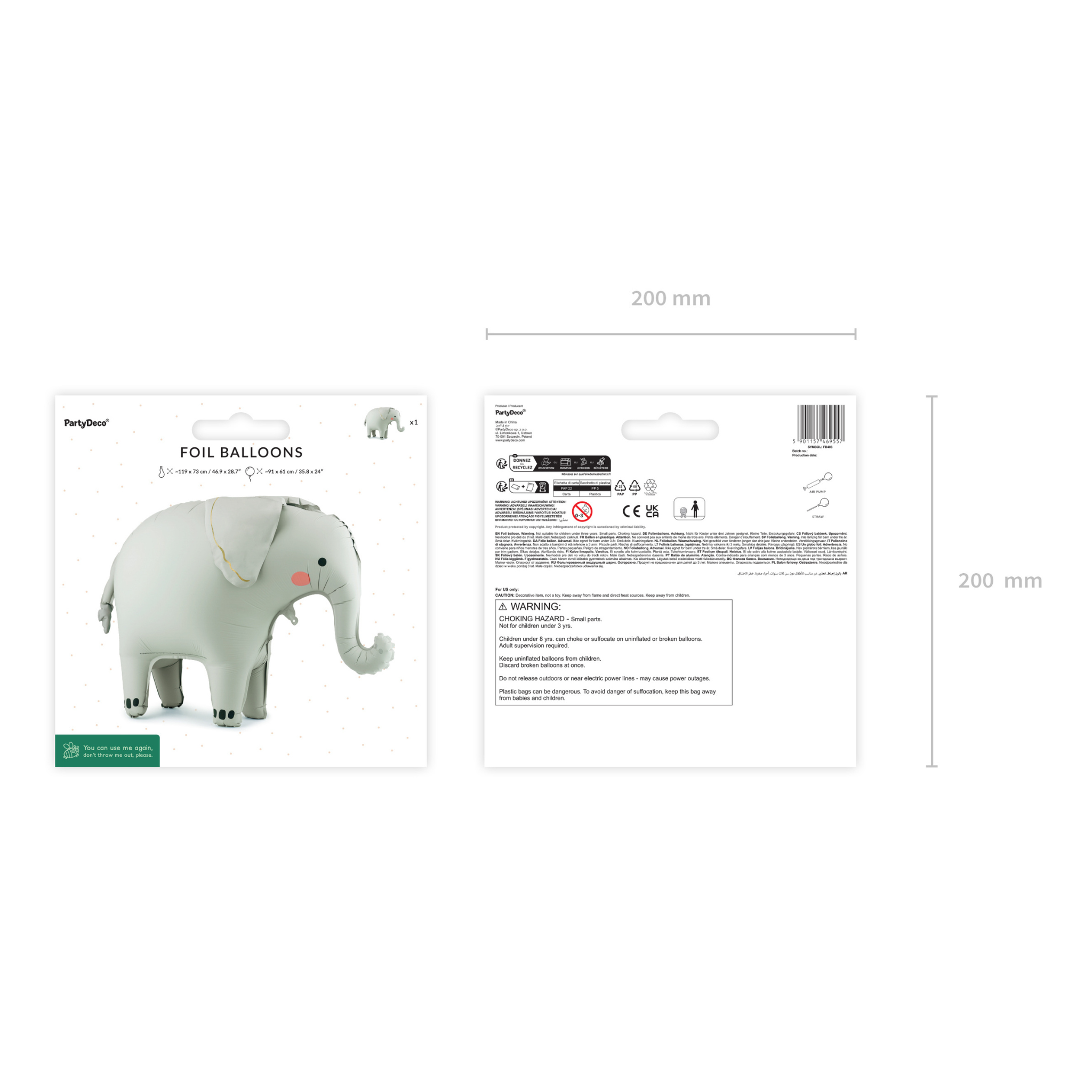 Stehender Folienballon Elefant -hey-Party.de- Folienballons -#Variante_