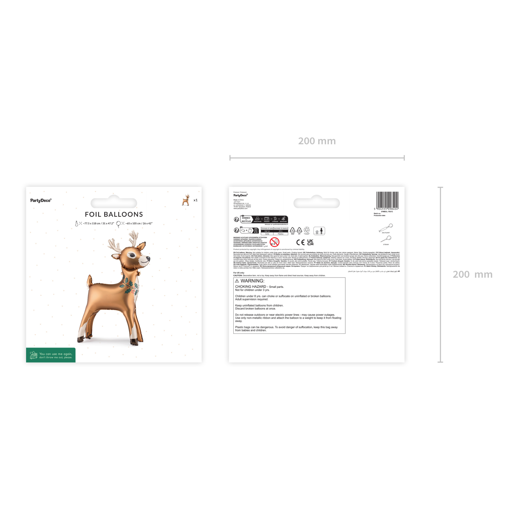 Stehender Folienballon Rentier Hellbraun -hey-Party.de- Folienballons -#Variante_