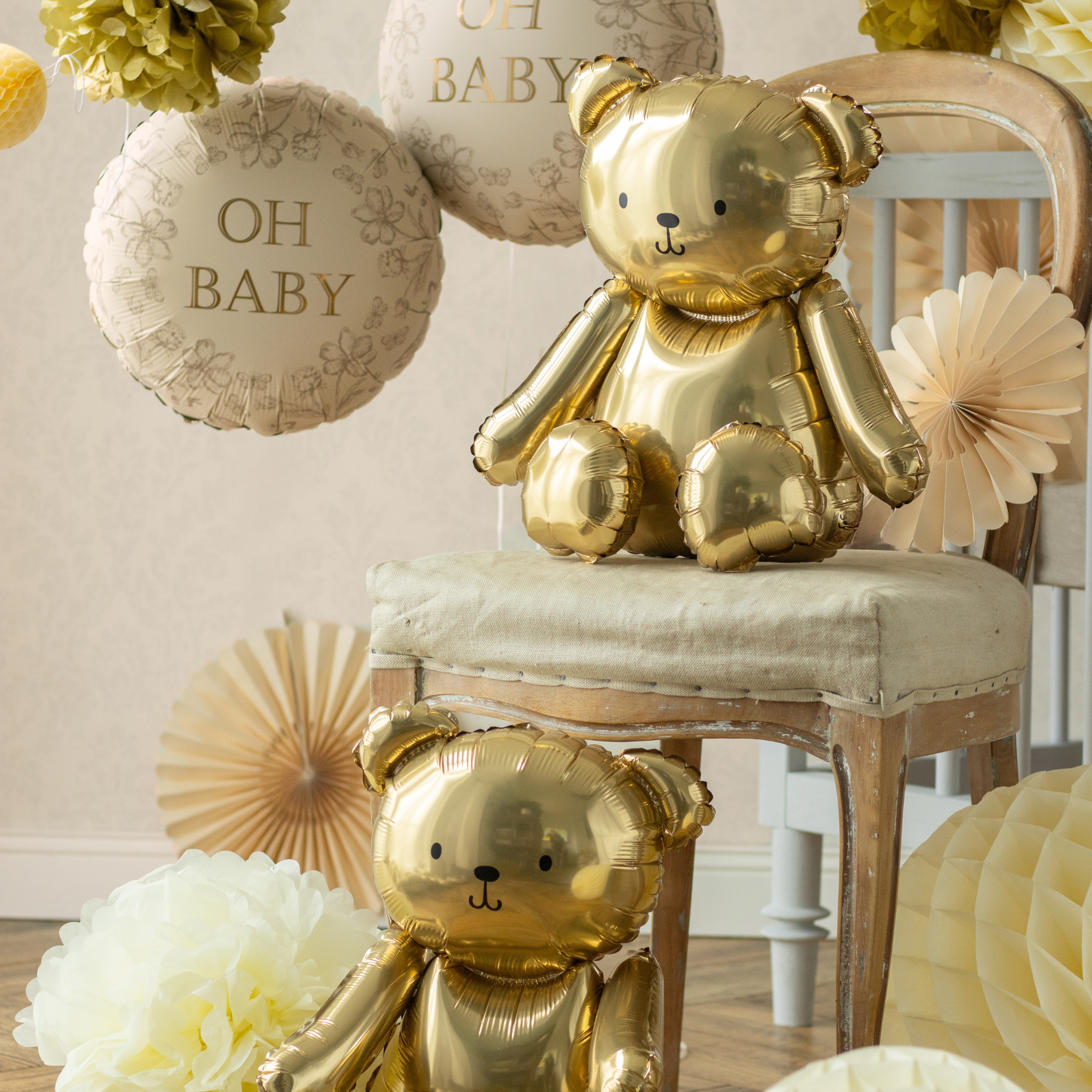 Stehender Folienballon Teddybär Gold -hey-Party.de- Folienballons -#Variante_