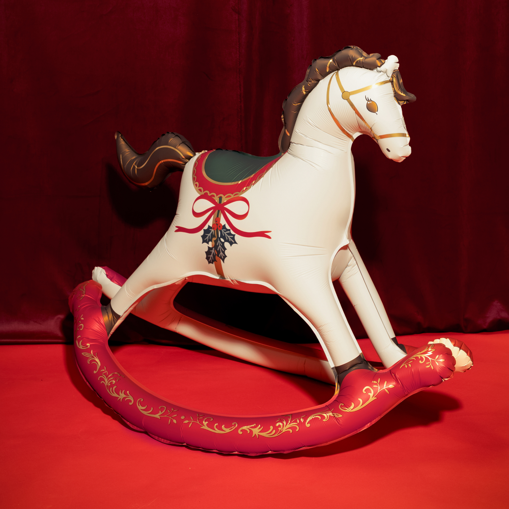 Stehender Folienballon Weihnachtliches Schaukelpferd -hey-Party.de- Folienballons -#Variante_