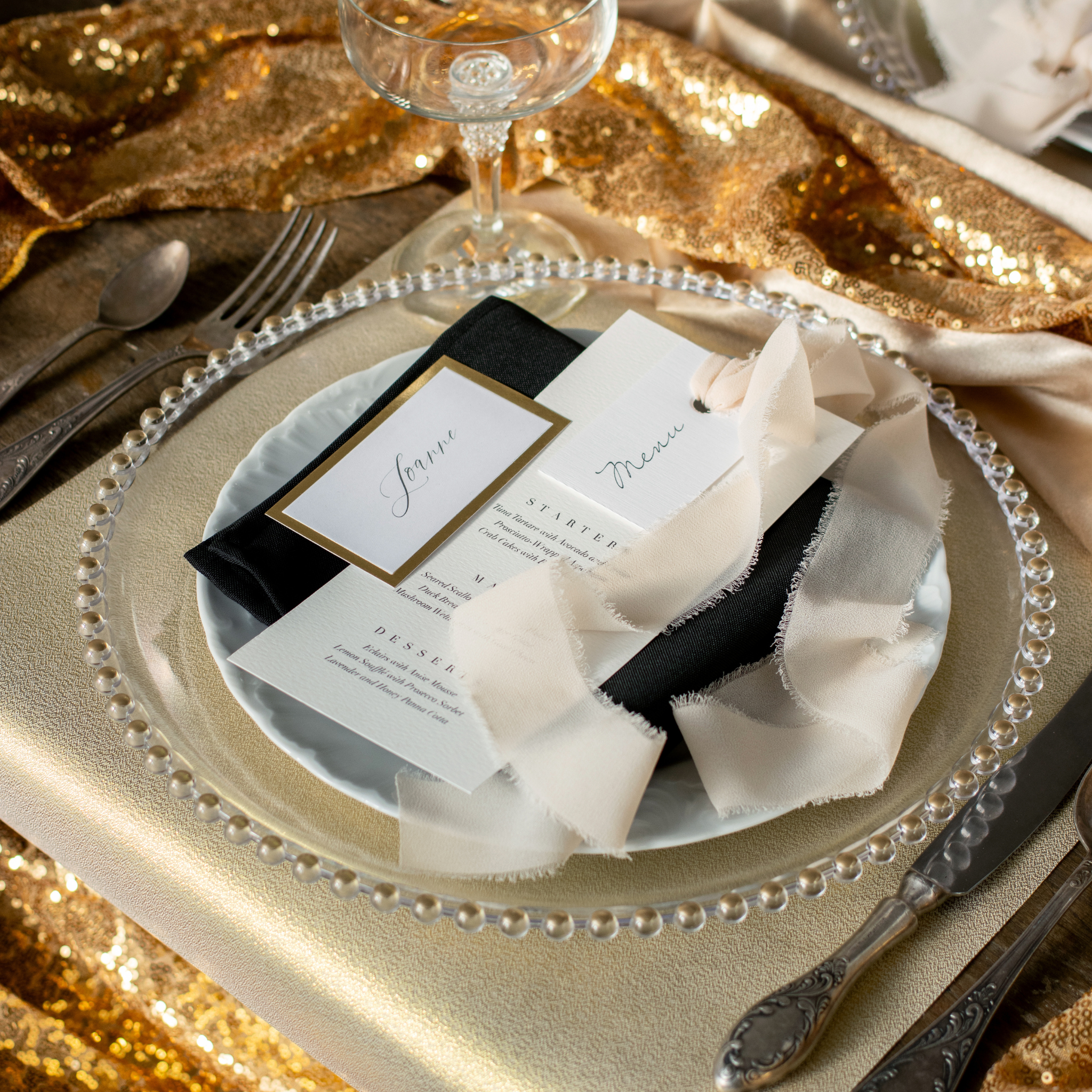 Tischläufer Pailetten Gold