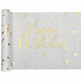 Tischläufer "Happy Birthday" Weiß & Gold -hey-Party.de- Tischläufer -#Variante_