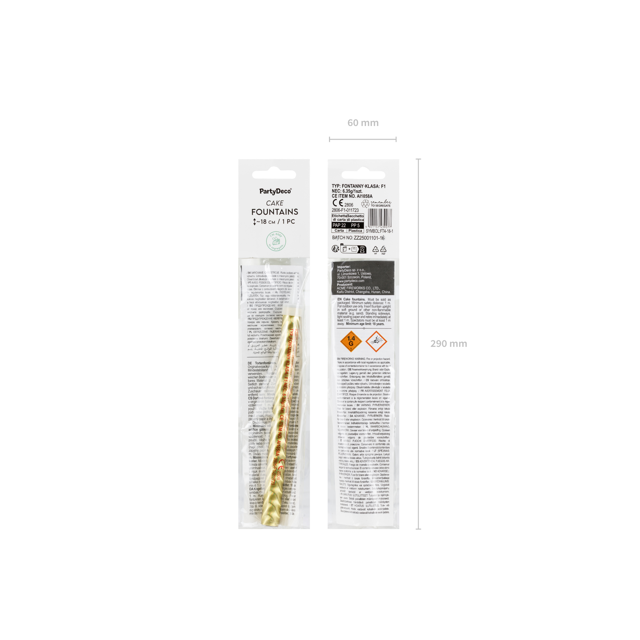 Tortenfontäne Gold 18cm -hey-Party.de- Tortenfontänen -#Variante_