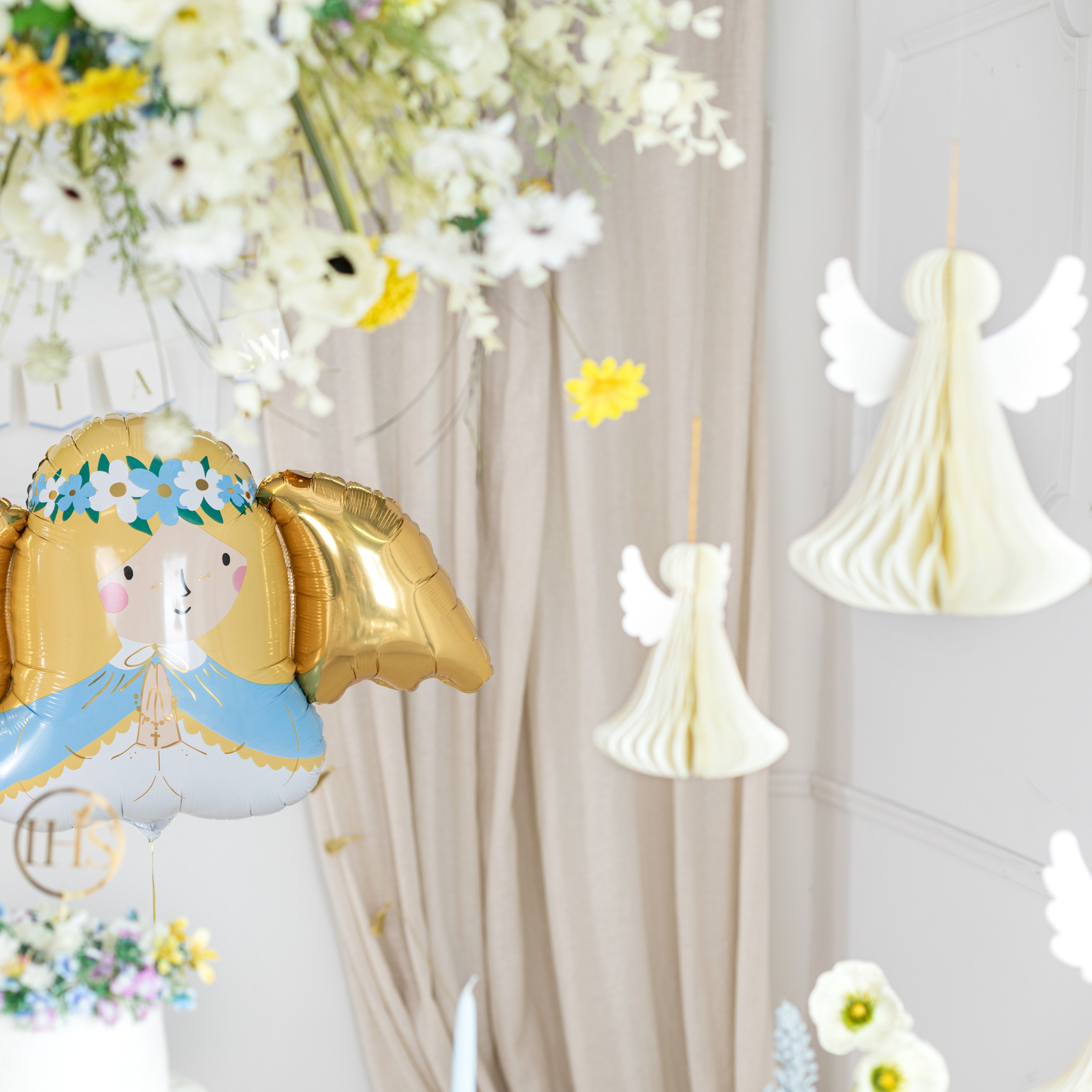 Wabenball Engel Creme -hey-Party.de- Hängedekoration -#Variante_