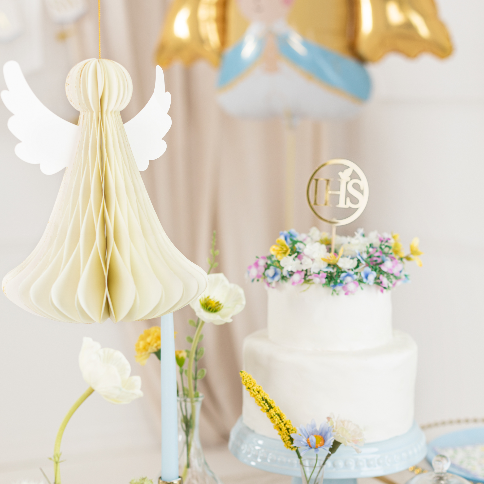 Wabenball Engel Creme -hey-Party.de- Hängedekoration -#Variante_