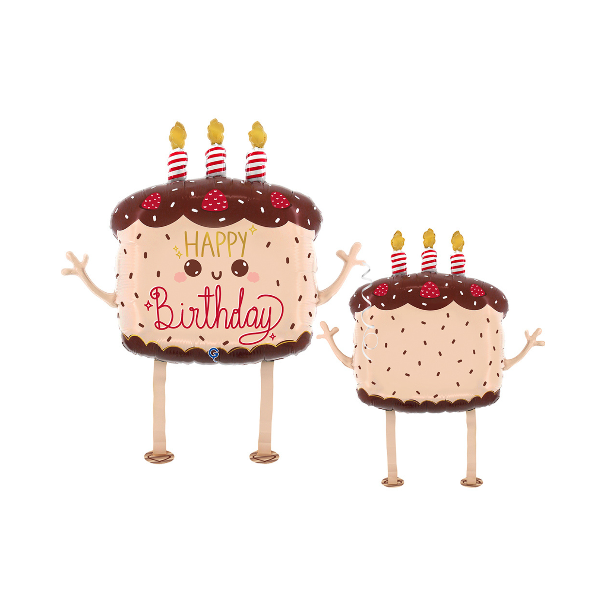 Walking Folienballon "Happy Birthday" Kawaii Cake -hey-Party.de- Folienballons -#Variante_