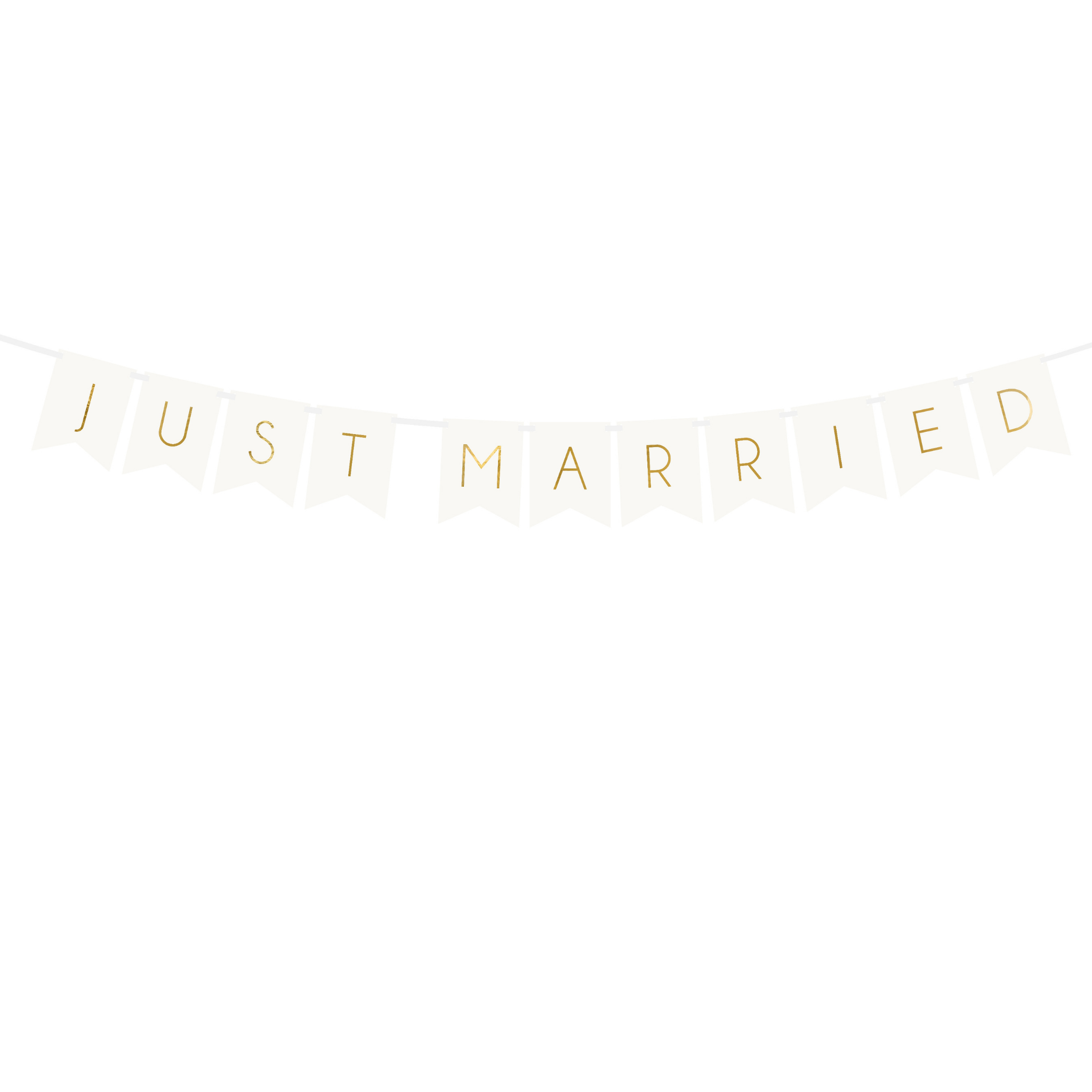 Girlande Wimpel "Just Married" Weiß und Gold -hey-Party.de- Girlanden -#Variante_