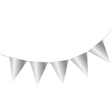 Wimpelkette Silber Metallic Plastik 10m -hey-Party.de- Girlanden -#Variante_