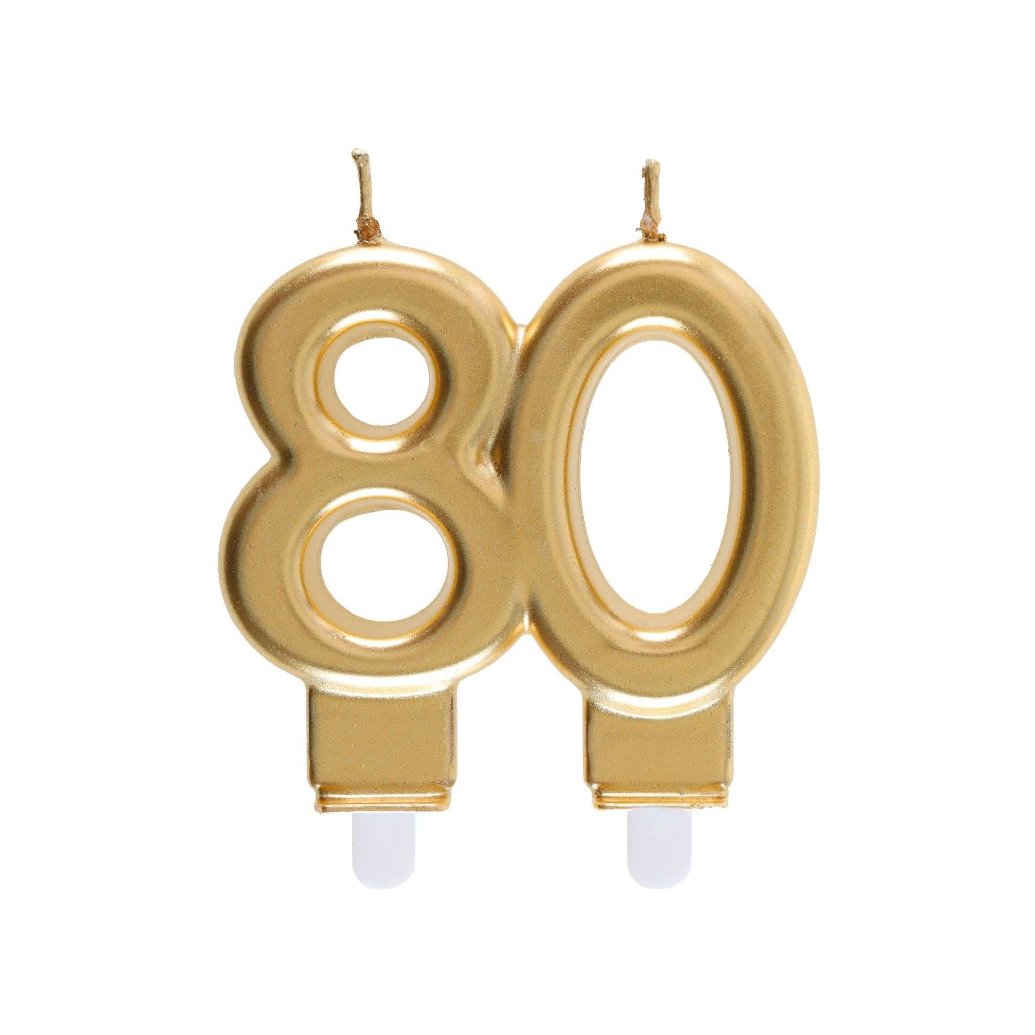 Zahlenkerze "80" Gold -hey-Party.de- Zahlenkerzen -#Variante_