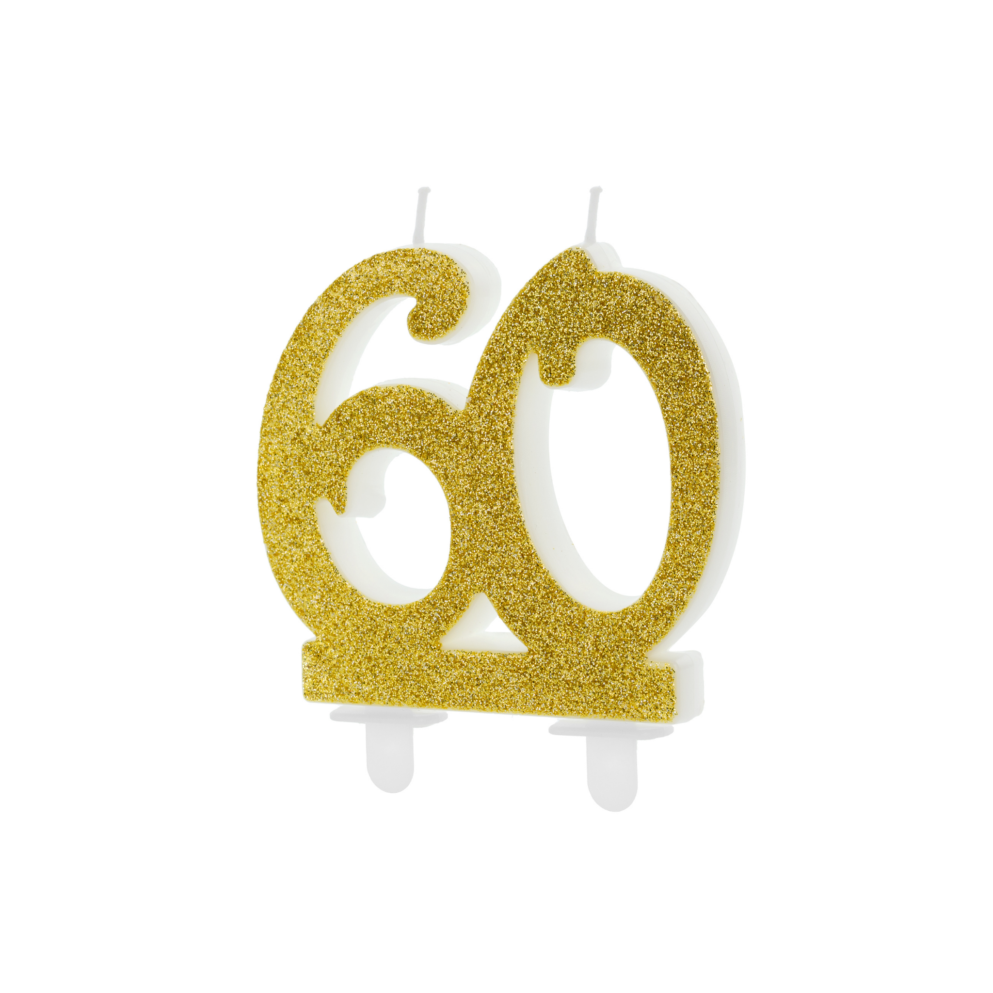 Zahlenkerze "60" Glitzer Gold -hey-Party.de- Zahlenkerzen -#Variante_